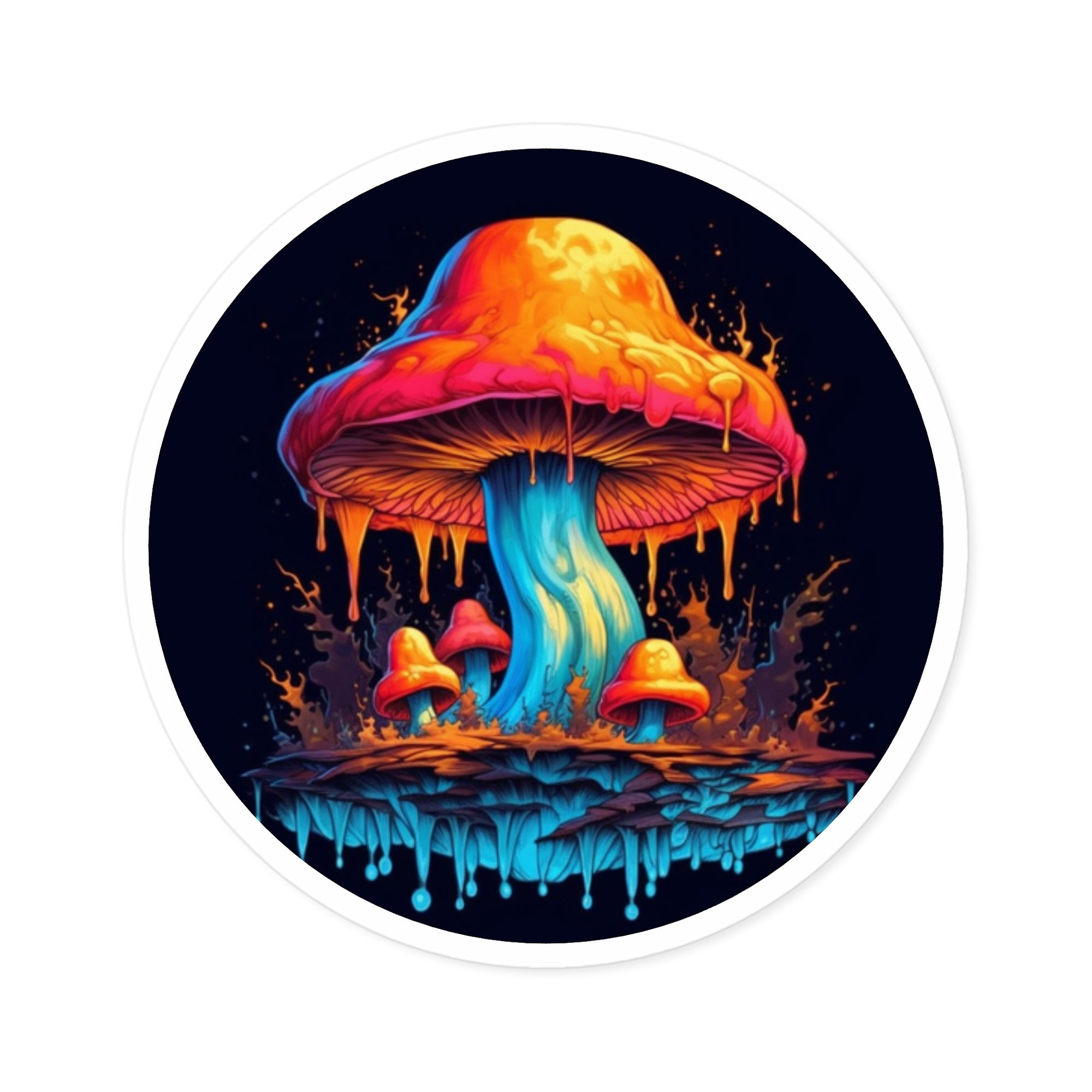 Colorful Dripping Mushroom, Psychedelic Art Sticker, Laptop Decoration, Fantasy Vibe