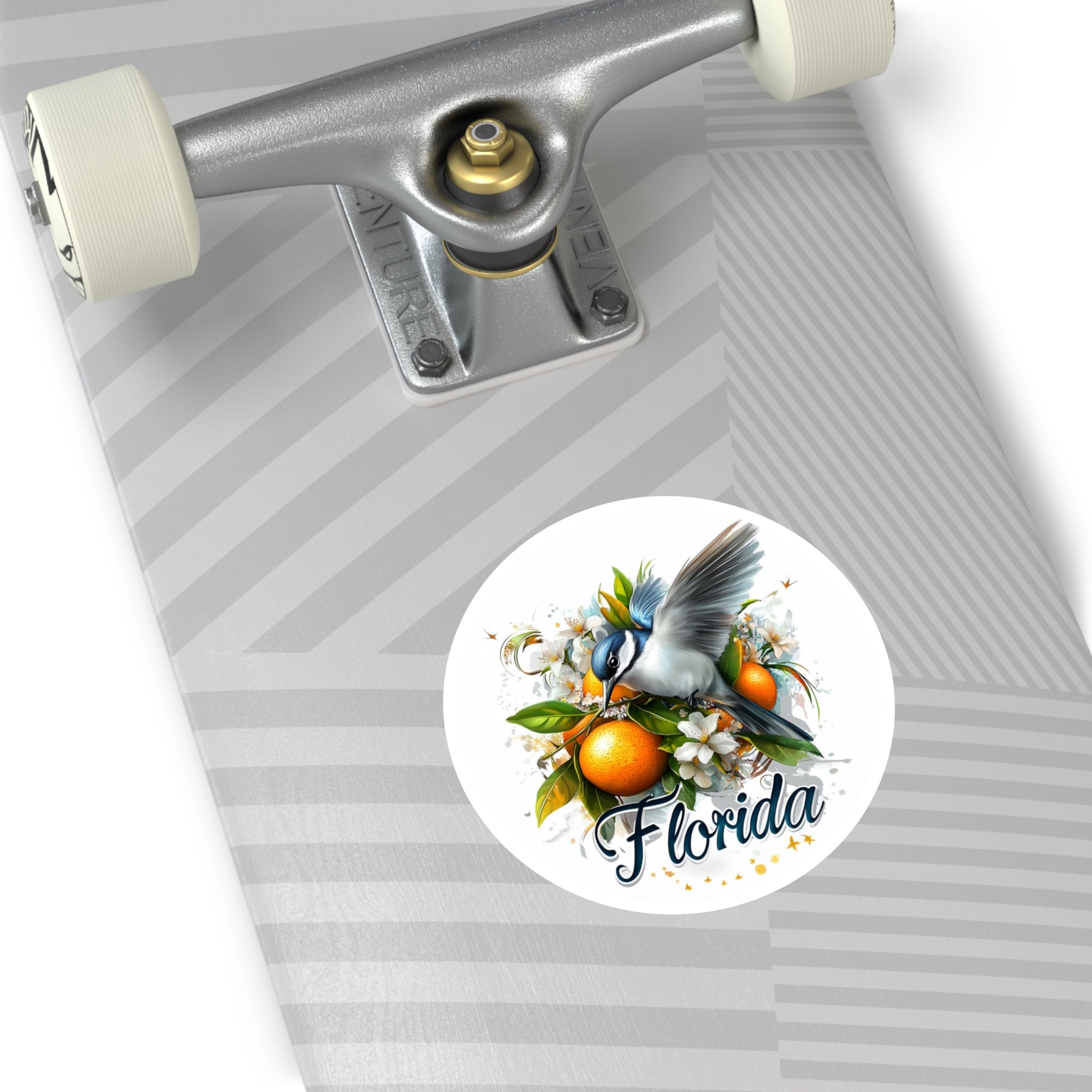 Florida Mockingbird Sticker, State Bird and Flower Art, Orange Blossom Design, Tropical Scene