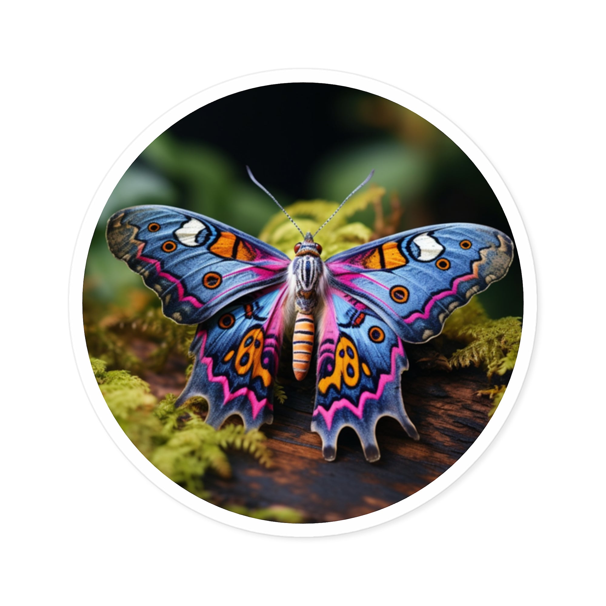 Colorful Moth, Artistic Insect Sticker, Laptop Decal, Nature Gift