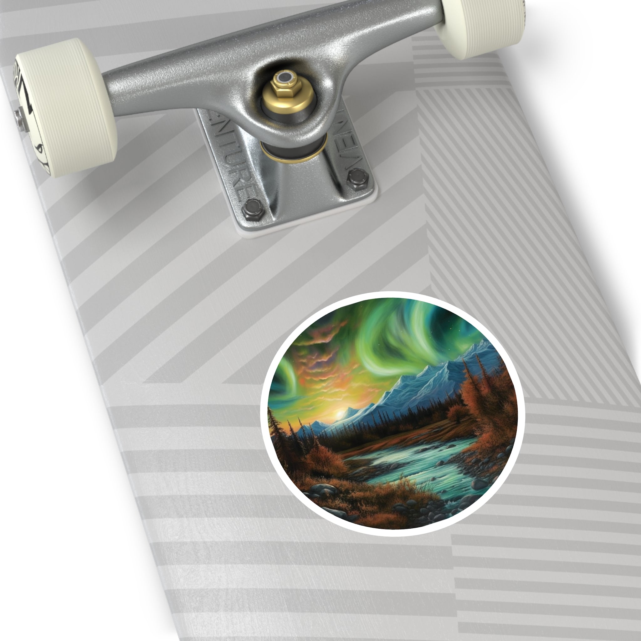 Northern Lights Sticker, Aurora Landscape Art, Tranquil Night Design, Nature Gift