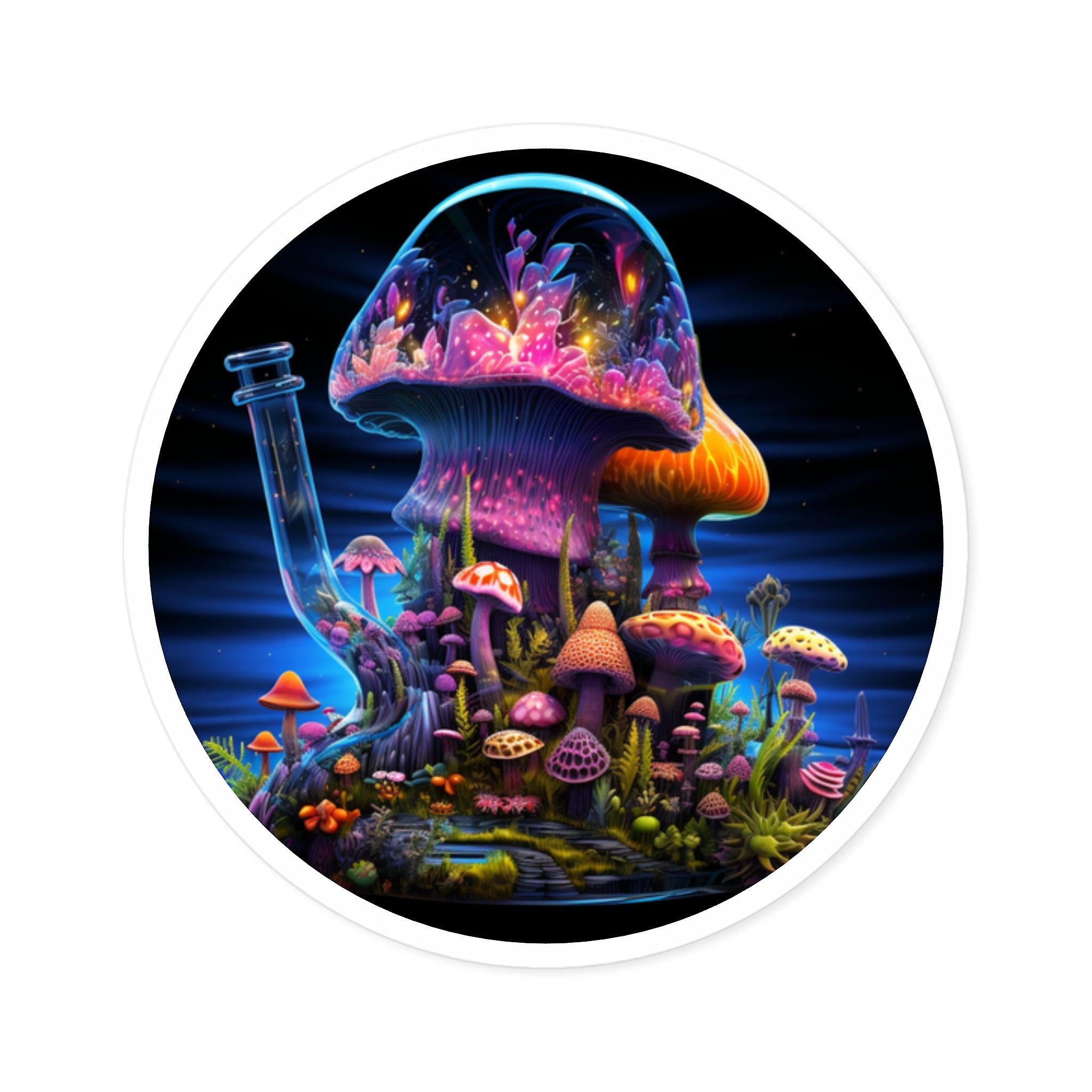 Glass Pipe Forest, Surreal Art Sticker, Laptop Decal, Psychedelic Nature Gift
