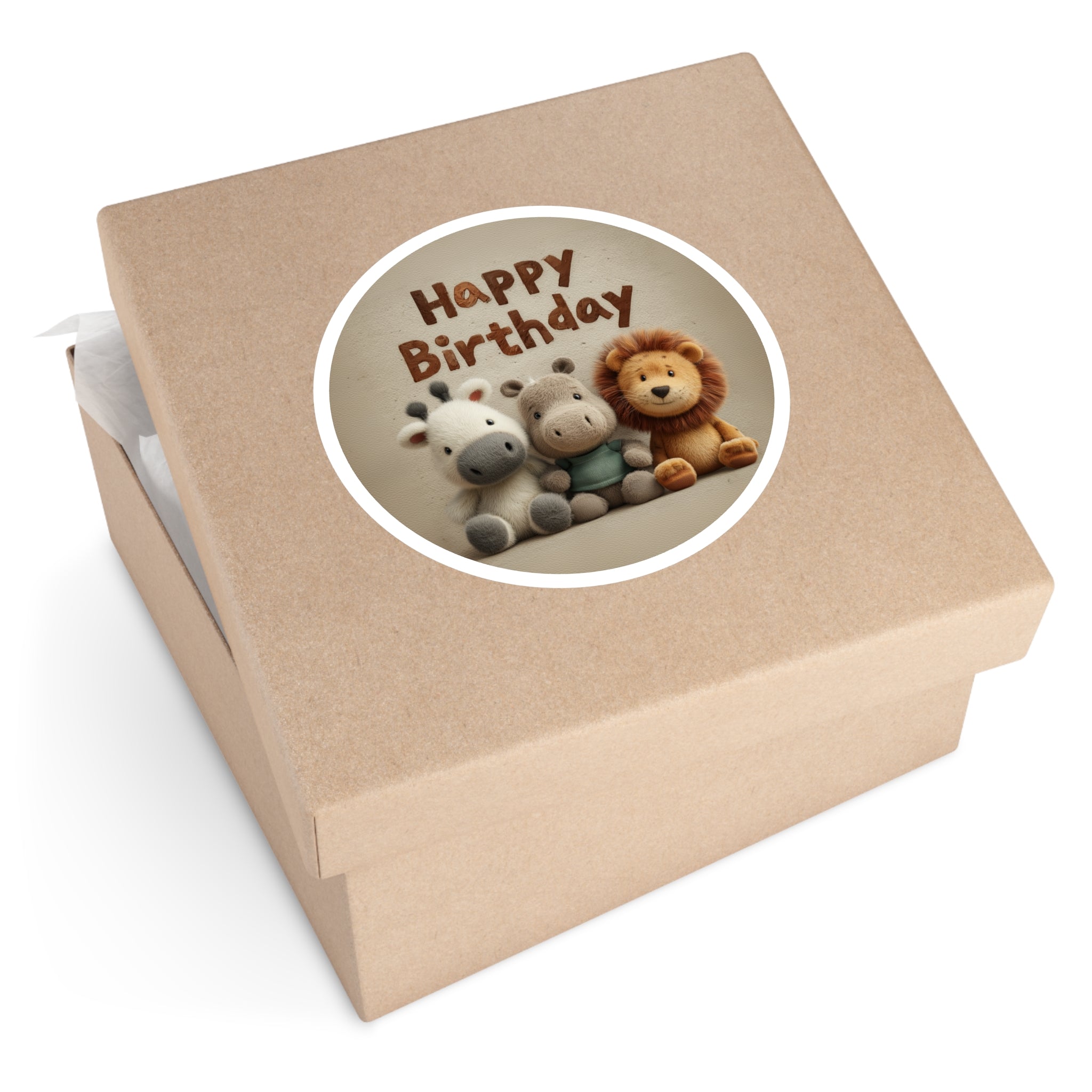 Happy Birthday Sticker, Cute Animal Art, Kids Party Design, Whimsical Celebration