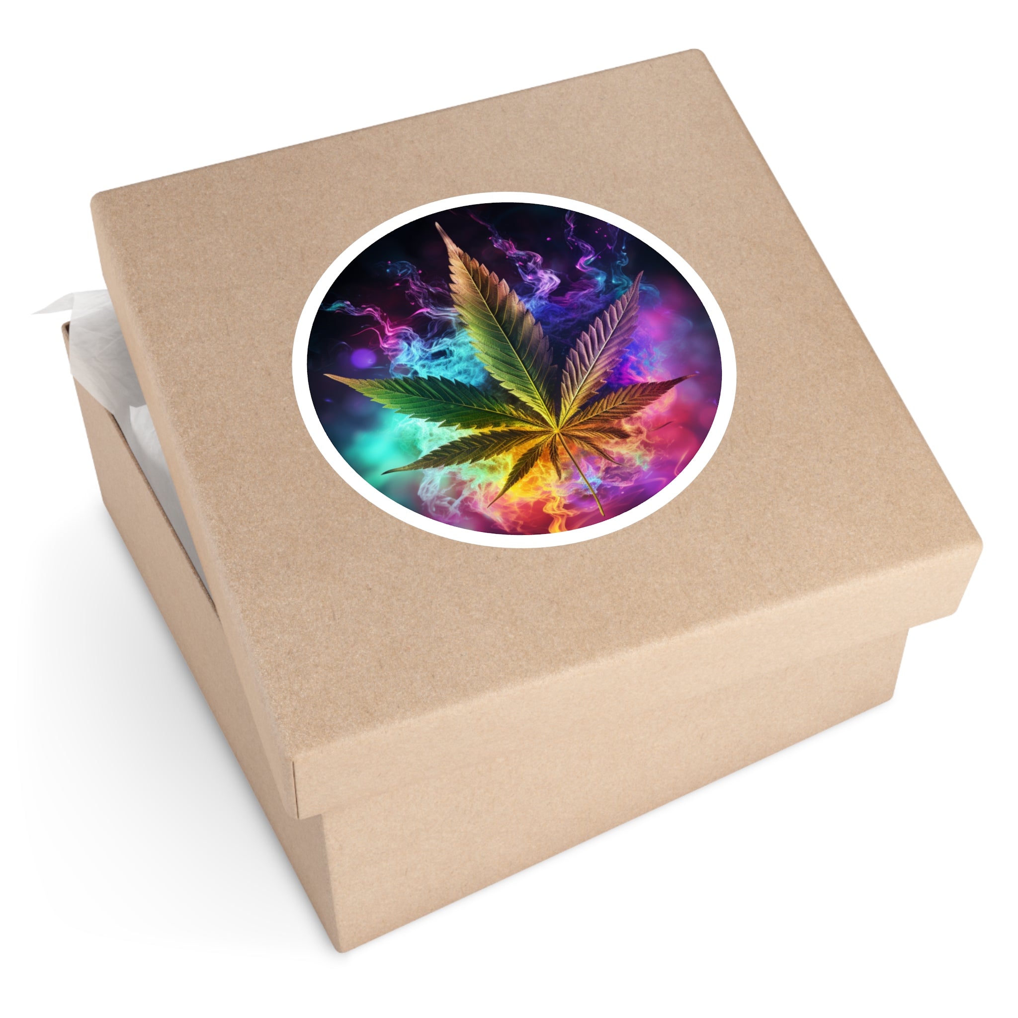 Colorful Leaf Art Sticker, Vibrant Smoke Style, Aesthetic Design, Bold Statement