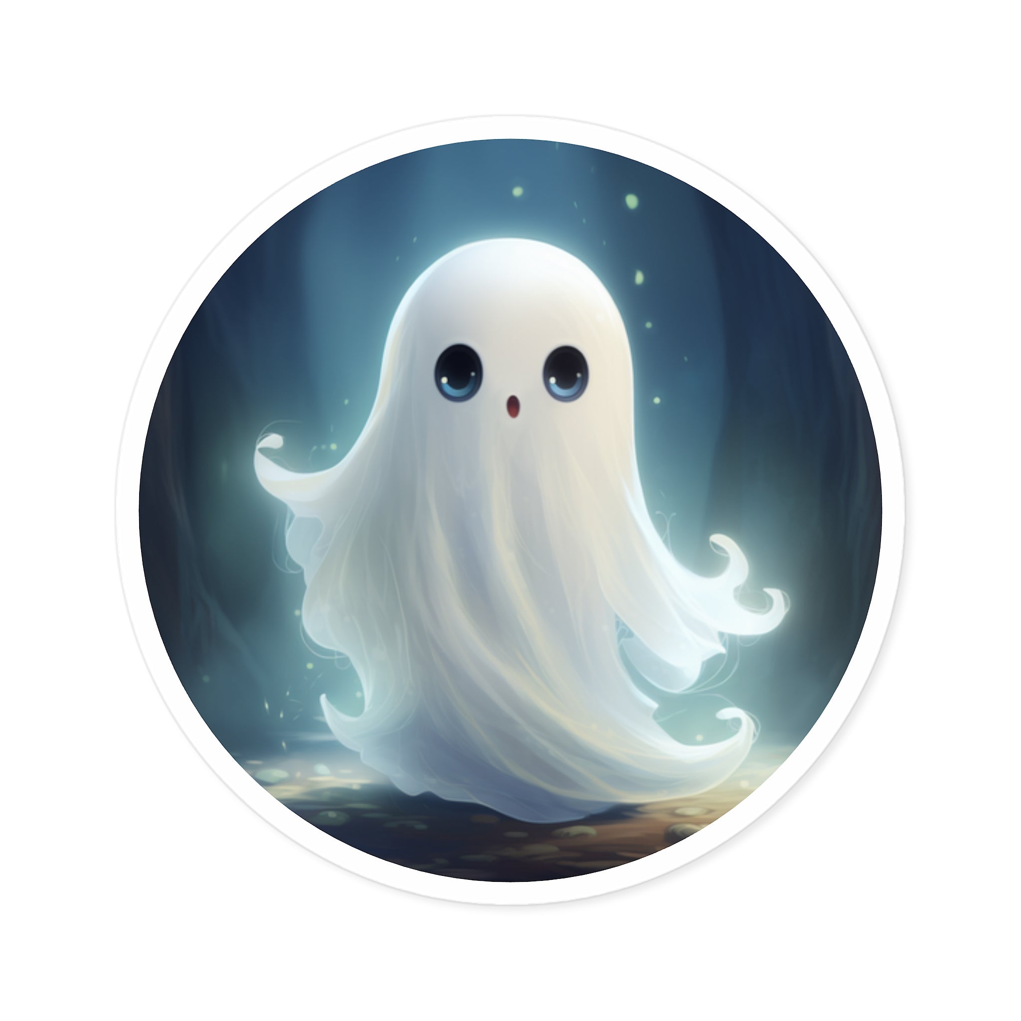 Cute Ghost Sticker, Kawaii Halloween Design, Spooky Season Art