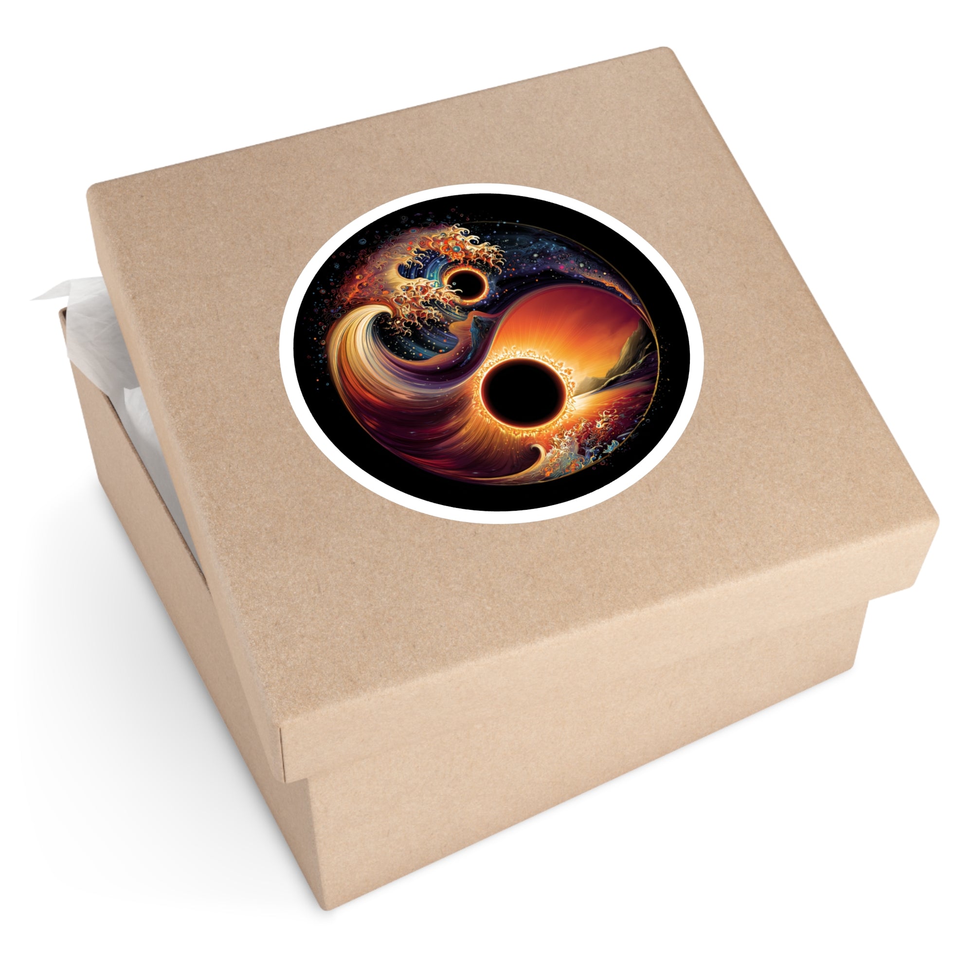 Sun and Void Split, Artistic Sticker, Space Decor, Bold Gift