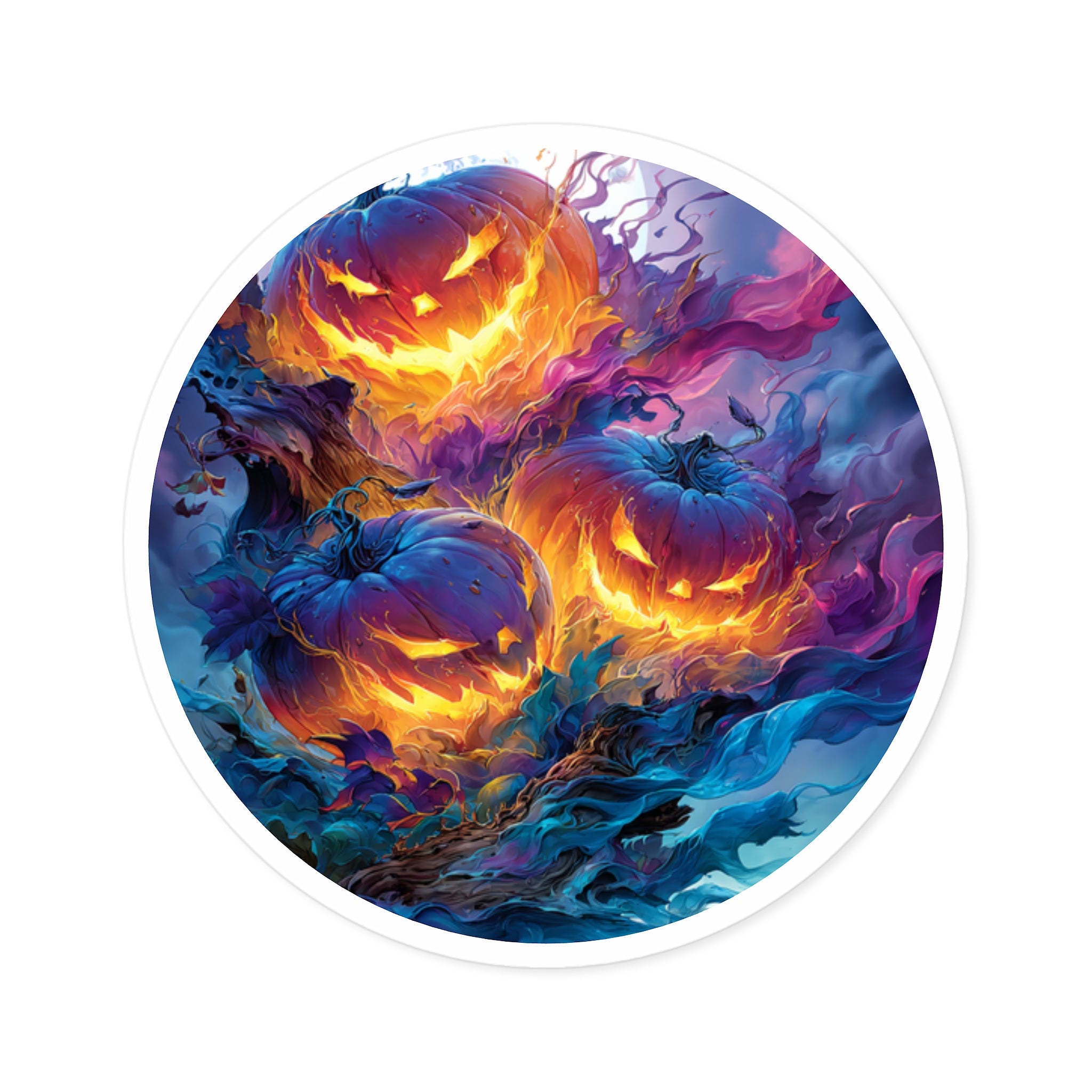 Pumpkin Trio, Halloween Art Sticker, Fall Decor, Expressive Gift