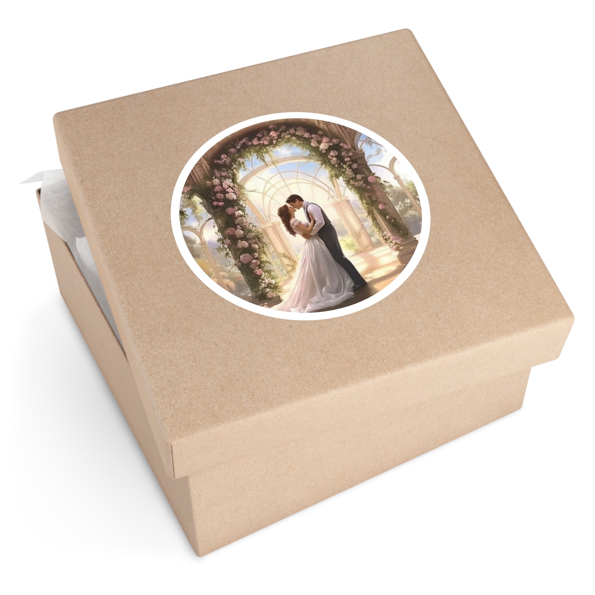 Wedding Kiss, Dreamy Garden Sticker, Romantic Scene, Classic Elegance
