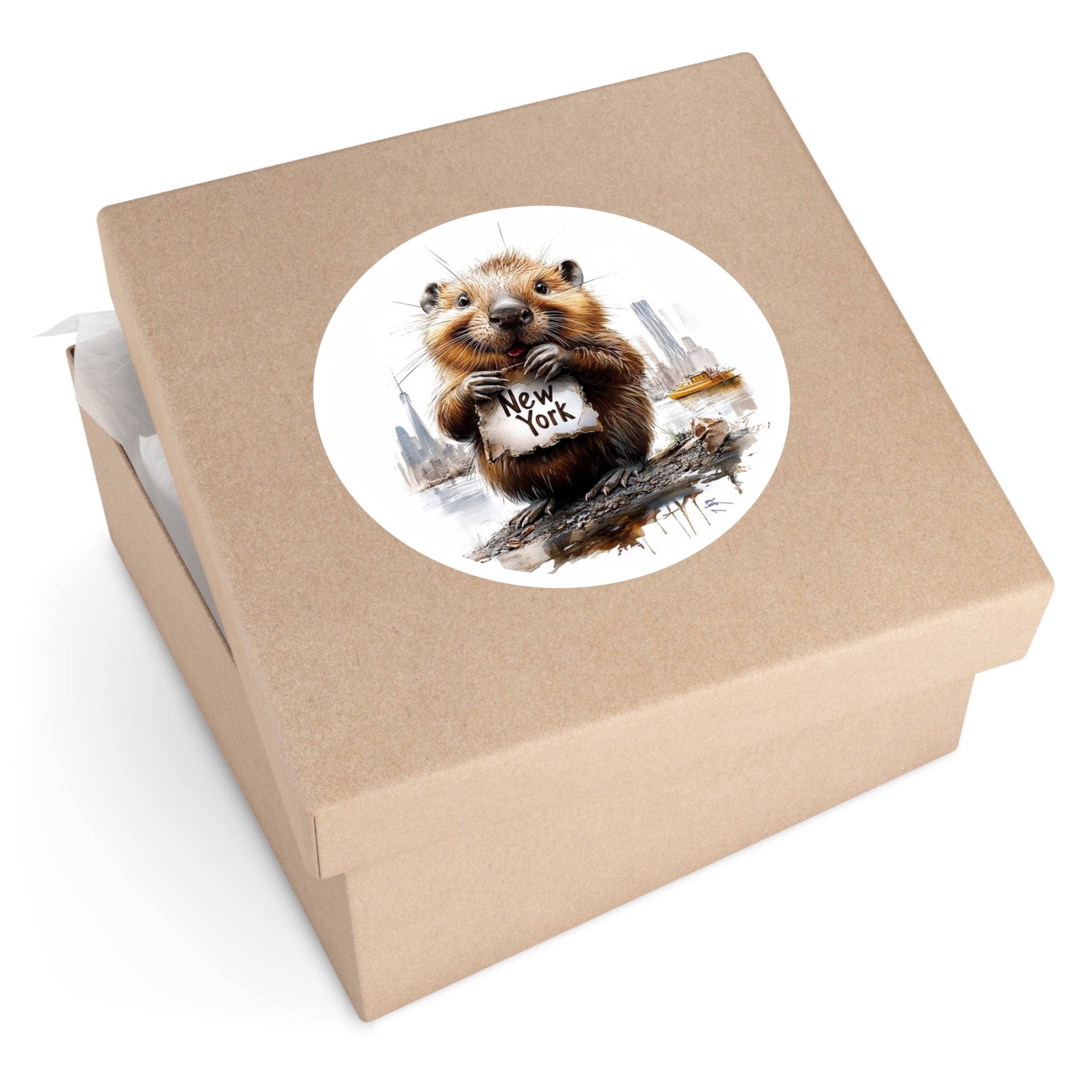 New York Beaver Skyline, City Animal Sticker, Laptop or Journal, Urban Wildlife