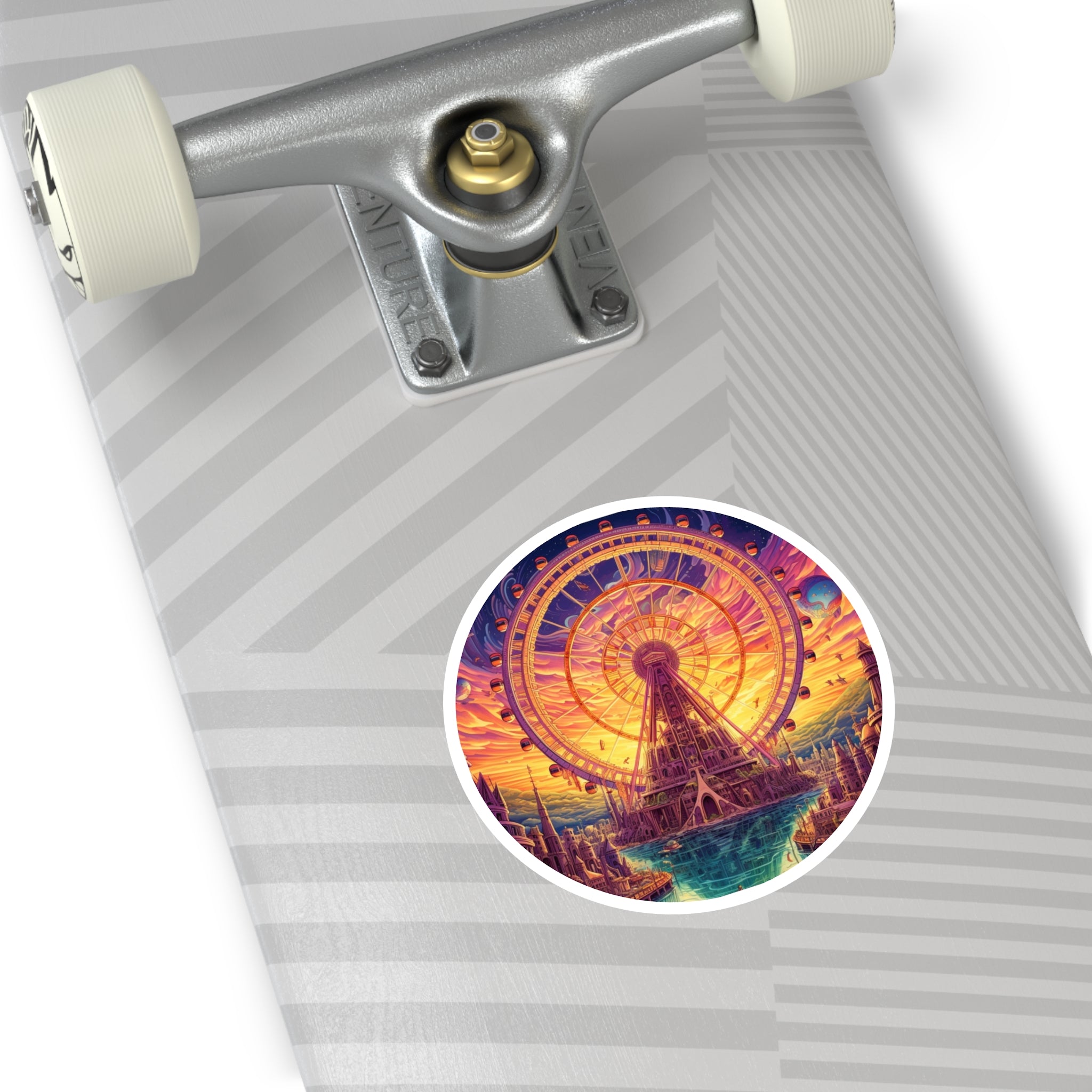 Ferris Wheel Above a Bright Cityscape Sticker