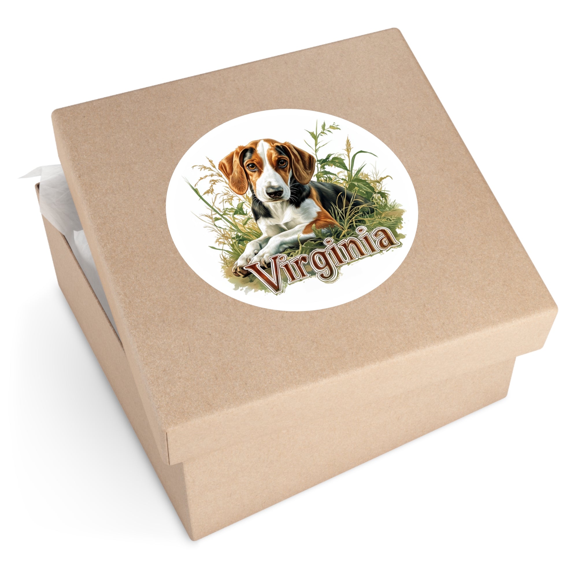 Virginia Foxhound, Classic Dog Sticker, State Pride, Nature Scene