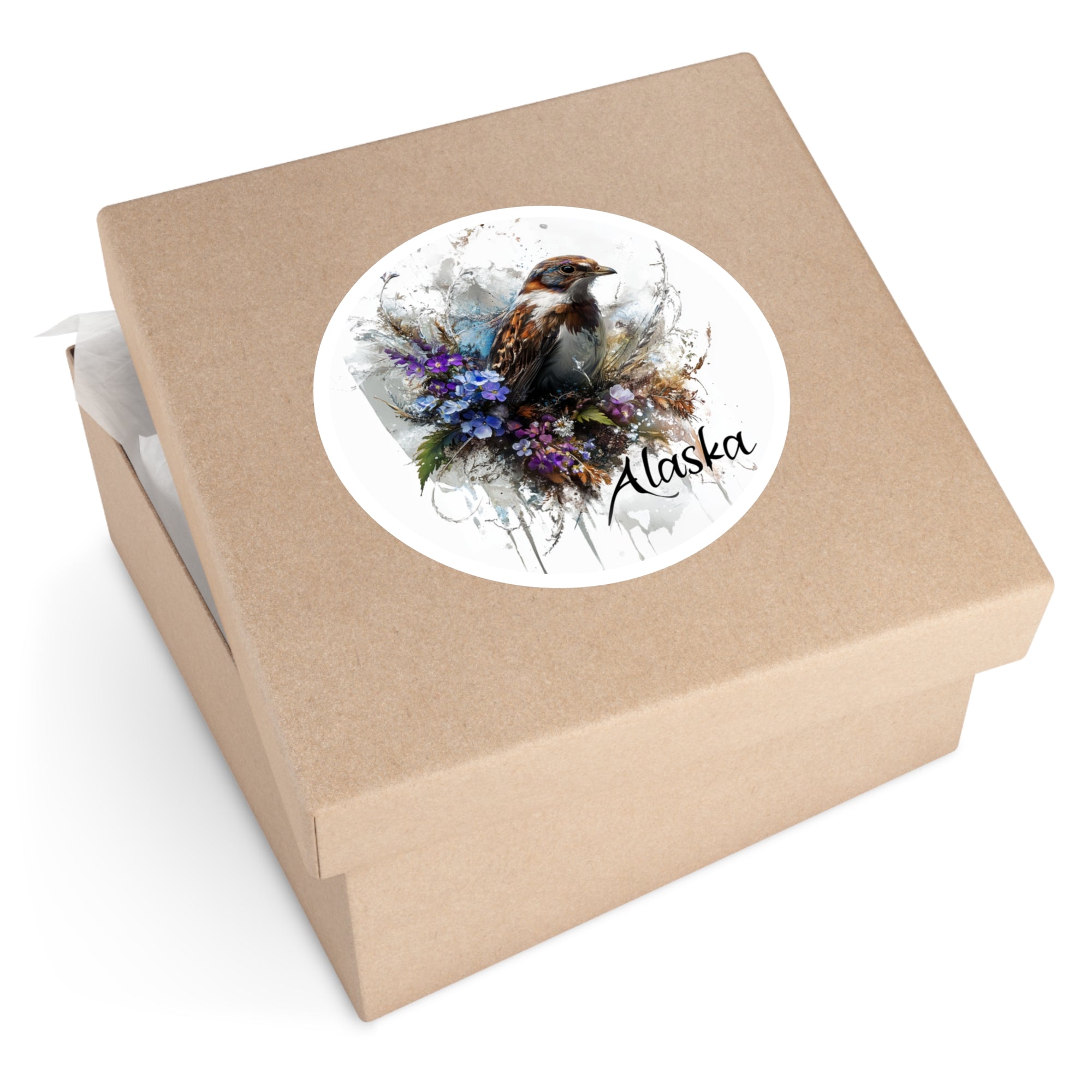 Alaska Ptarmigan Sticker, State Bird Design, Floral Nature Art, Northern Wildlife