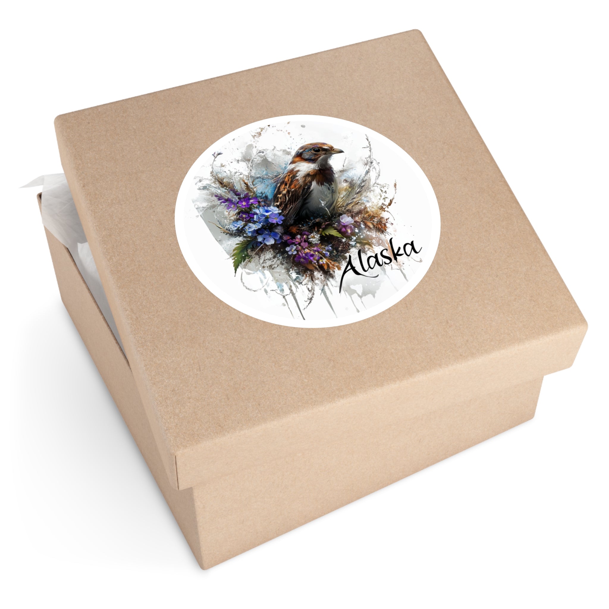 Alaska Ptarmigan Sticker, State Bird Design, Floral Nature Art, Northern Wildlife