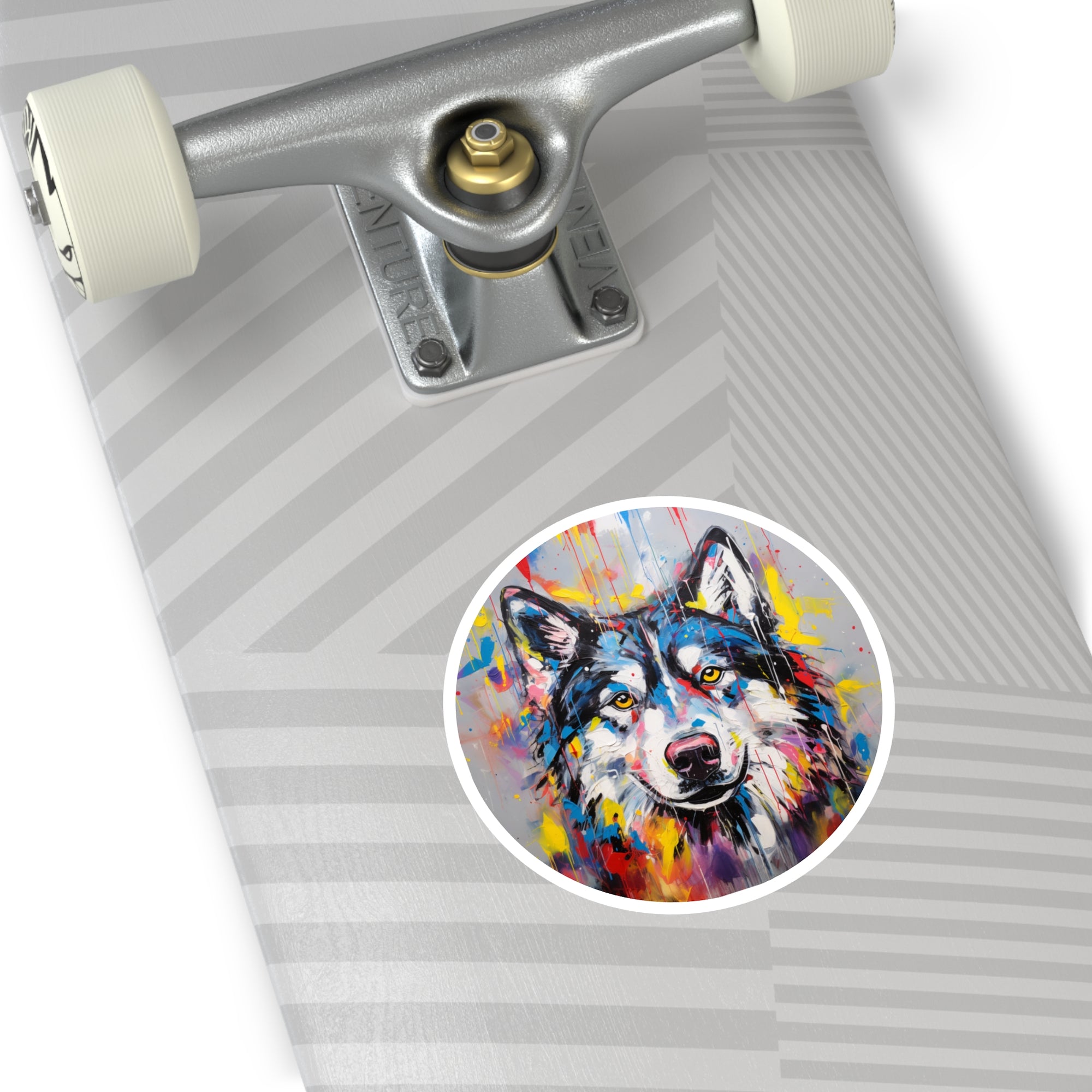 Abstract Husky Sticker, Expressionist Dog Art, Color Splash Design, Bold Gift