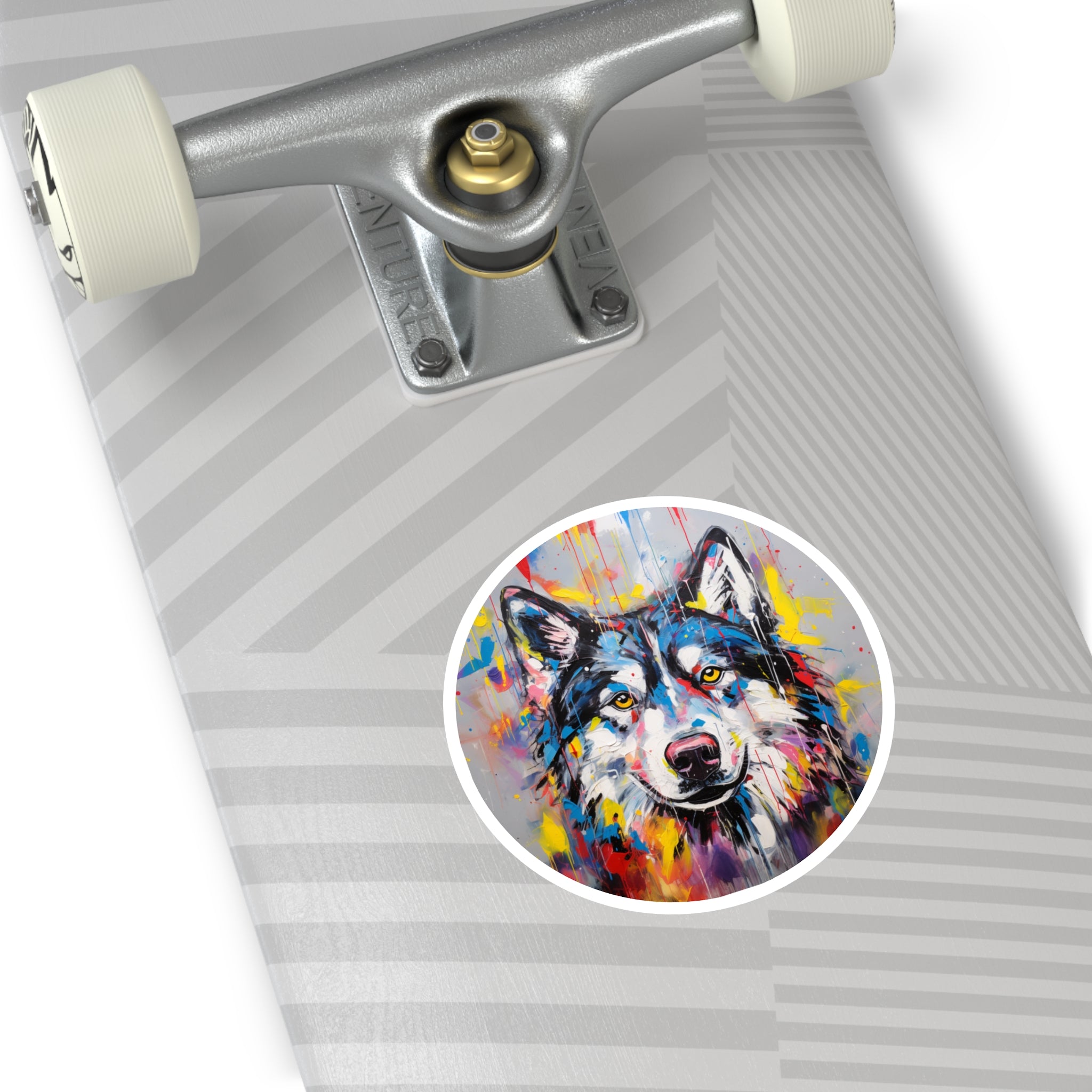 Abstract Husky Sticker, Expressionist Dog Art, Color Splash Design, Bold Gift