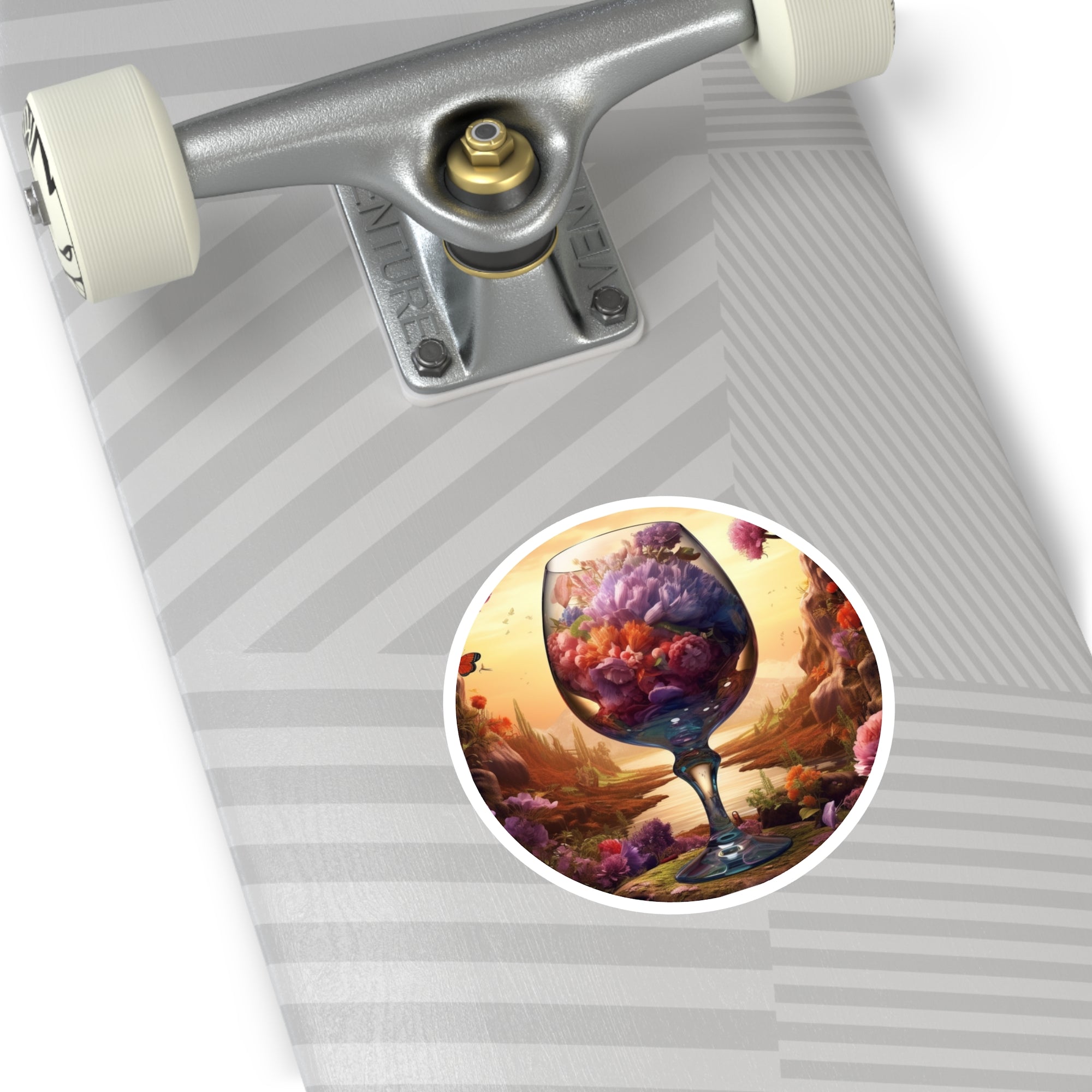 Floral Fantasy in Wine Glass, Surreal Nature Sticker, Laptop Decal, Artistic Gift