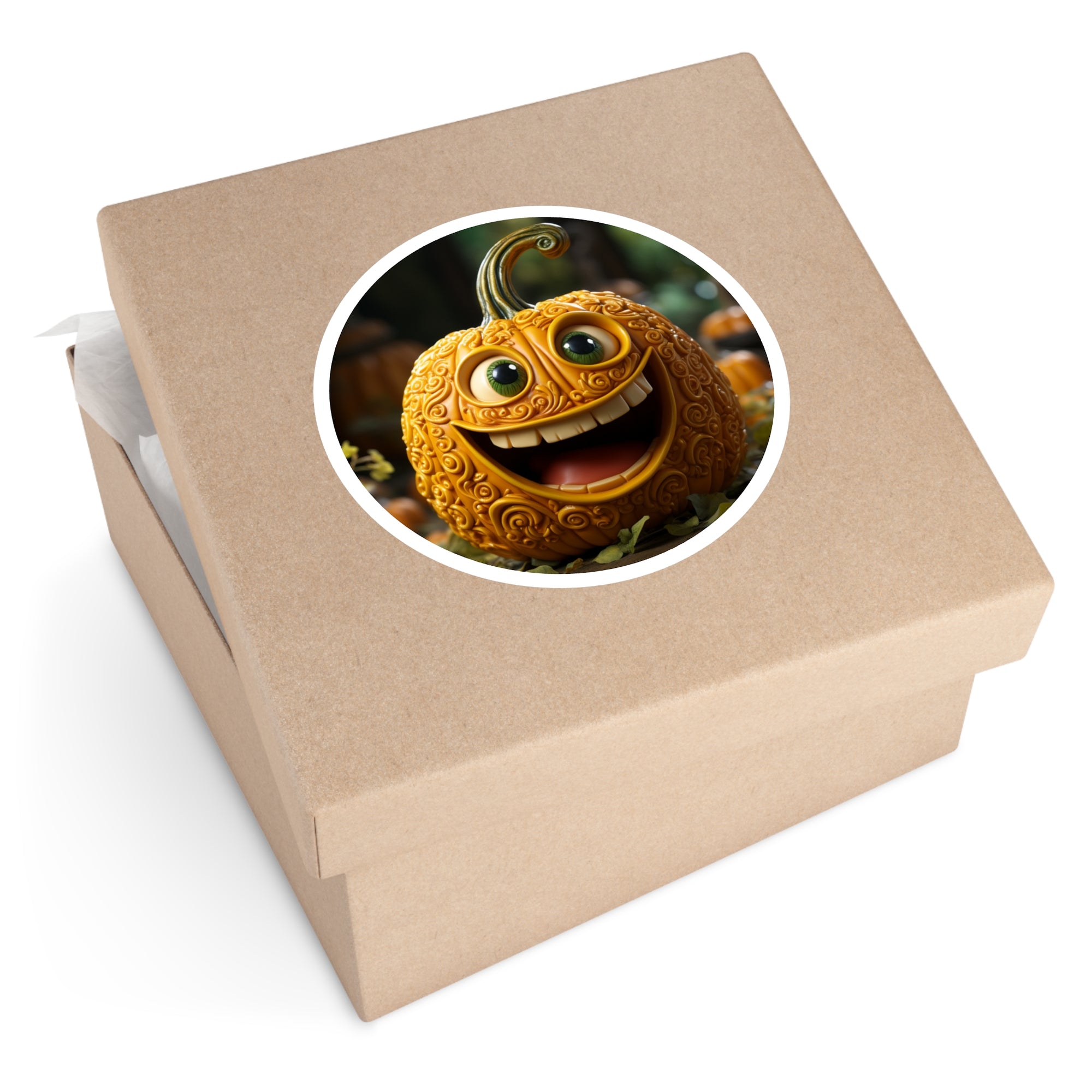 Happy Pumpkin Face, Cartoon Sticker, Laptop Decal, Halloween Fun Gift