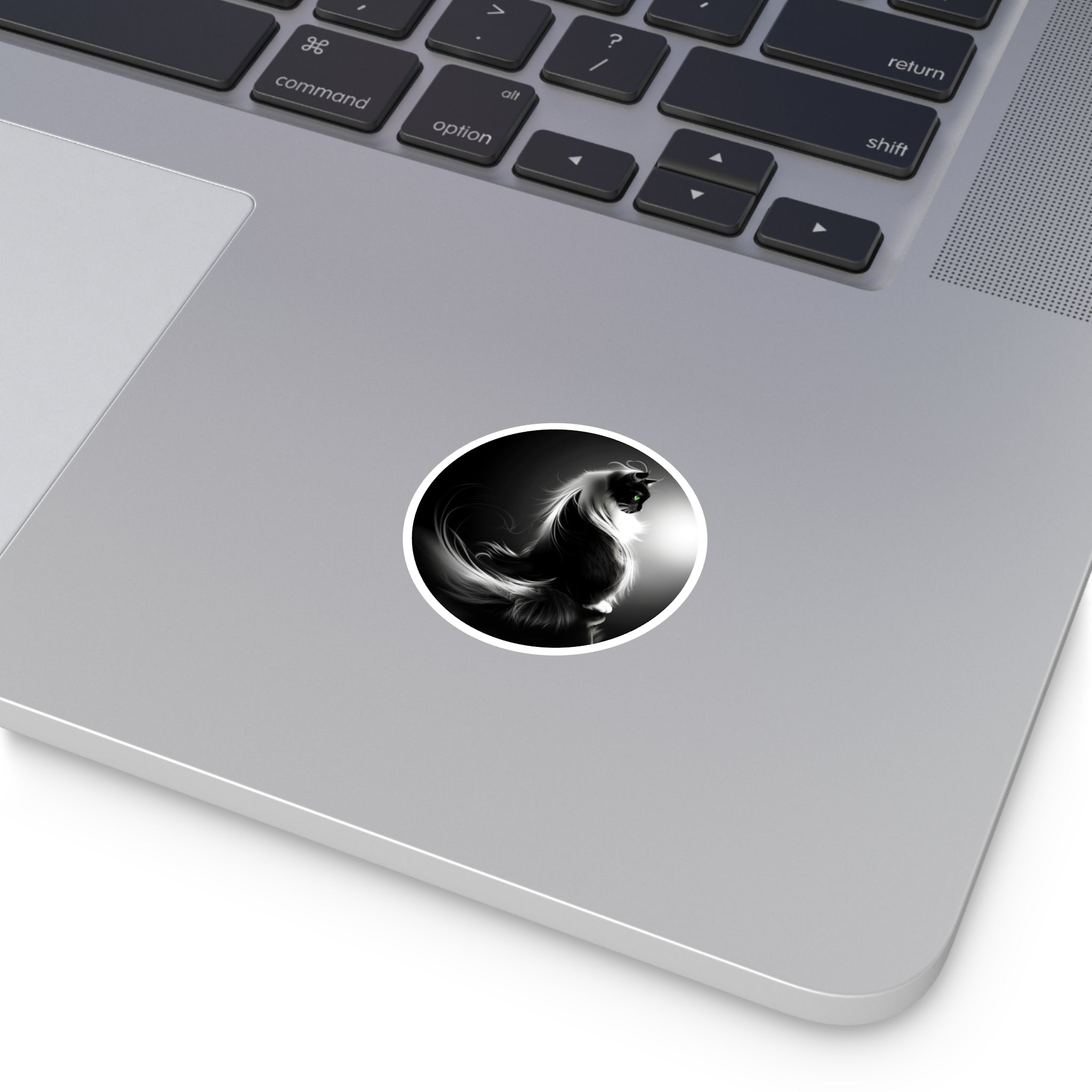 Minnie Cat Sticker, Elegant Black and White Art, Feline Design, Pet Gift