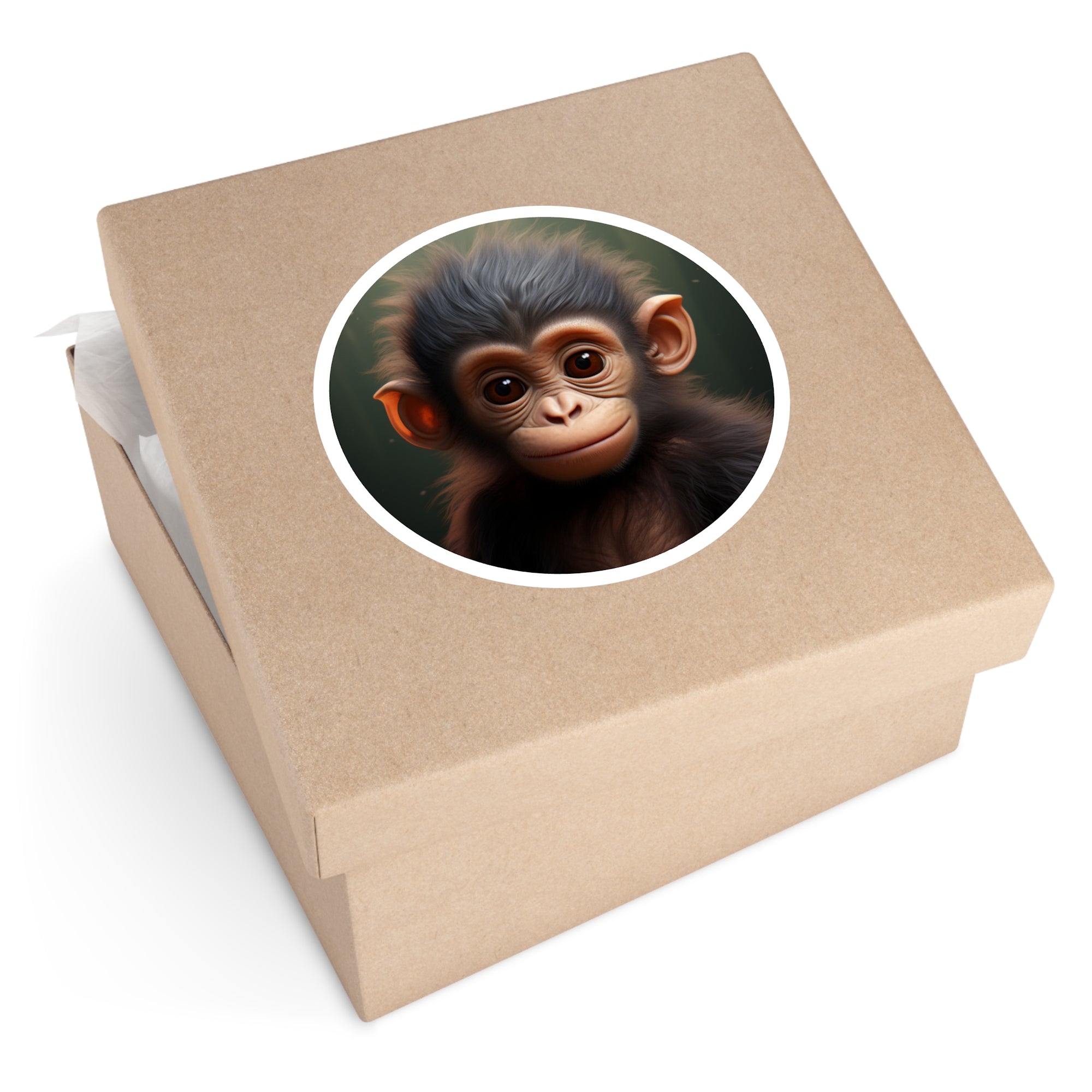 Baby Chimp Portrait, Adorable Animal Sticker, Nature Lovers, Sweet Expression