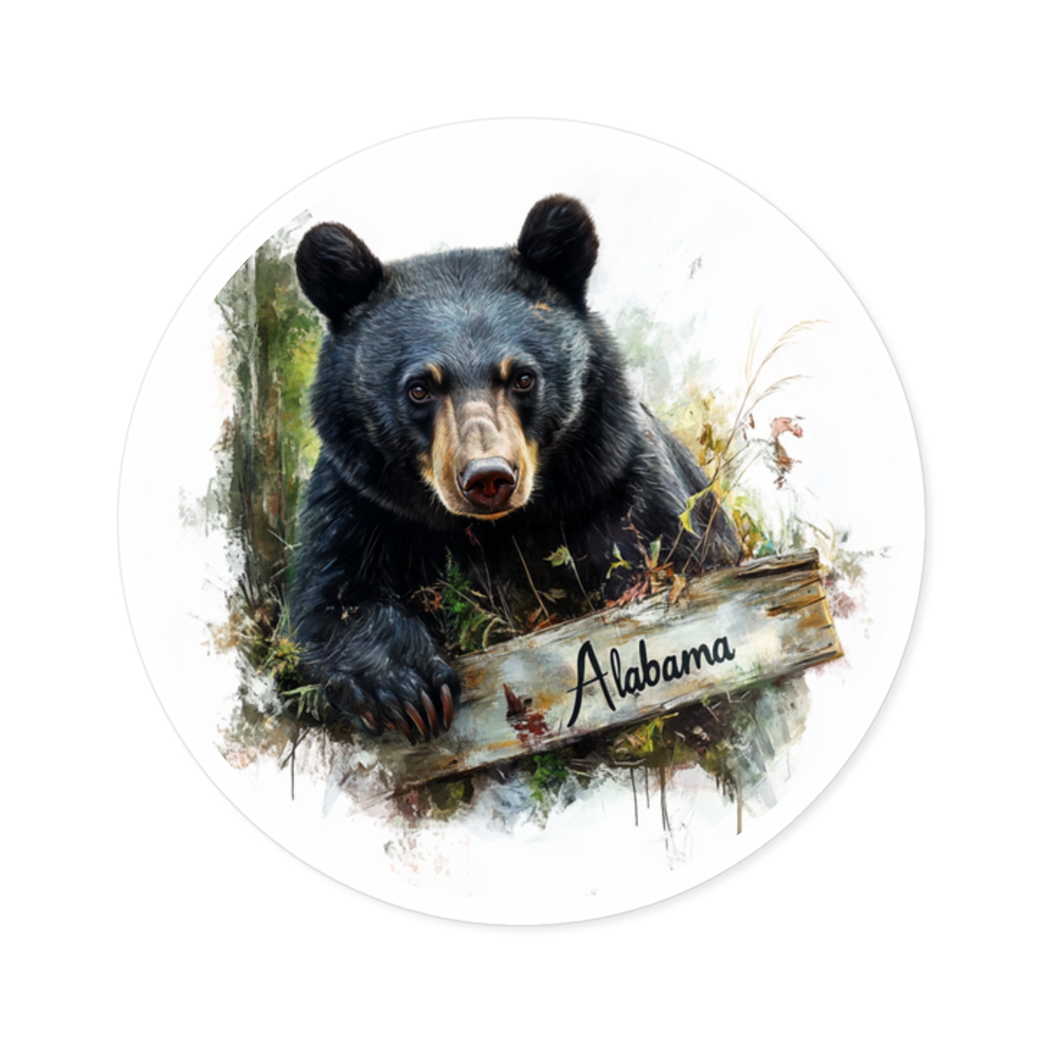 Alabama Bear, Forest Scene Sticker, Laptop or Journal, State Wildlife Design