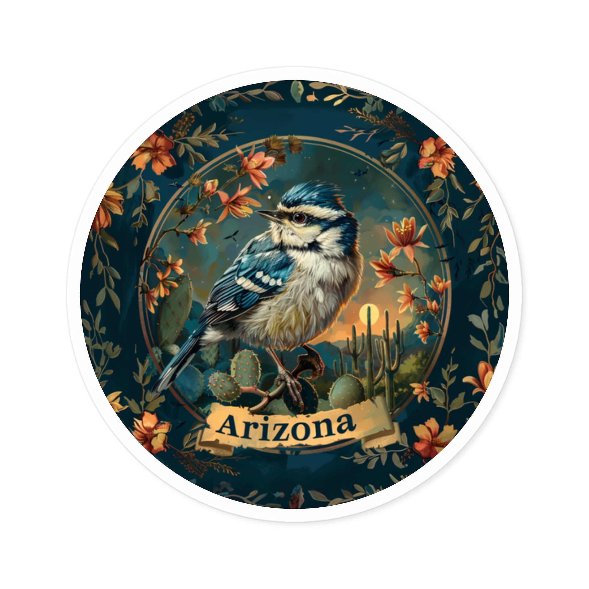 Arizona Wren, Desert Sticker, Nature Decor, Scenic Gift