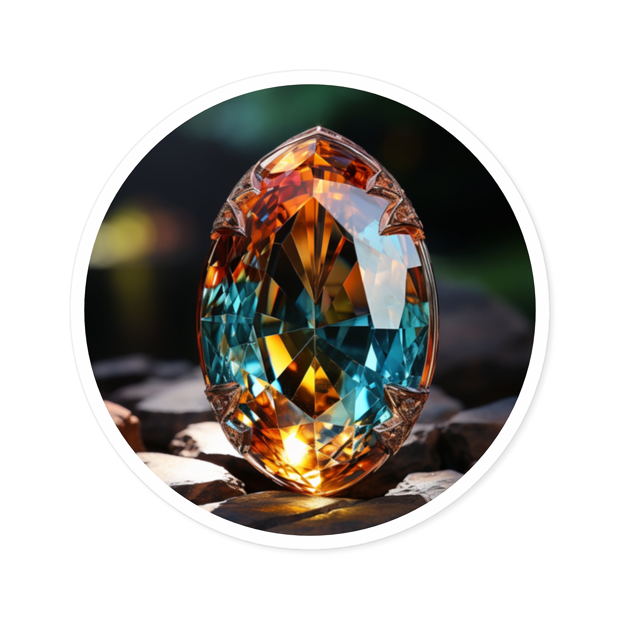 Topaz Gem, Detailed Art Sticker, Notebook Decor, Crystal Gift