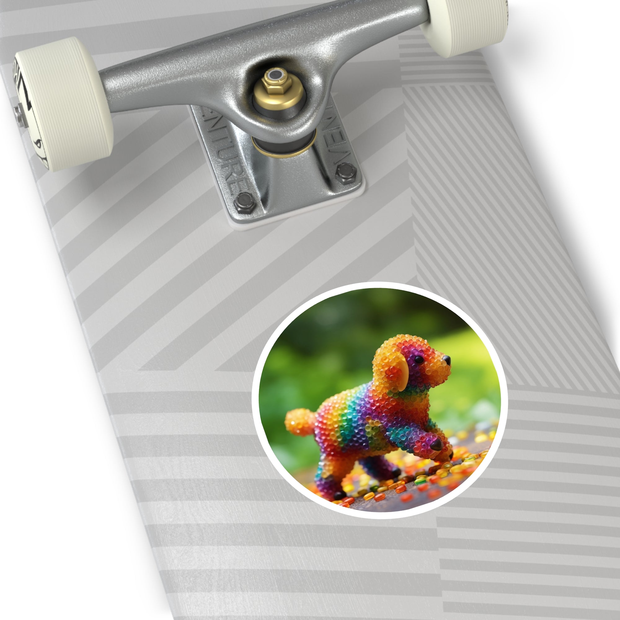 Rainbow Bead Dog Sticker, Colorful Pet Design, Fun Art, Playful Vibes