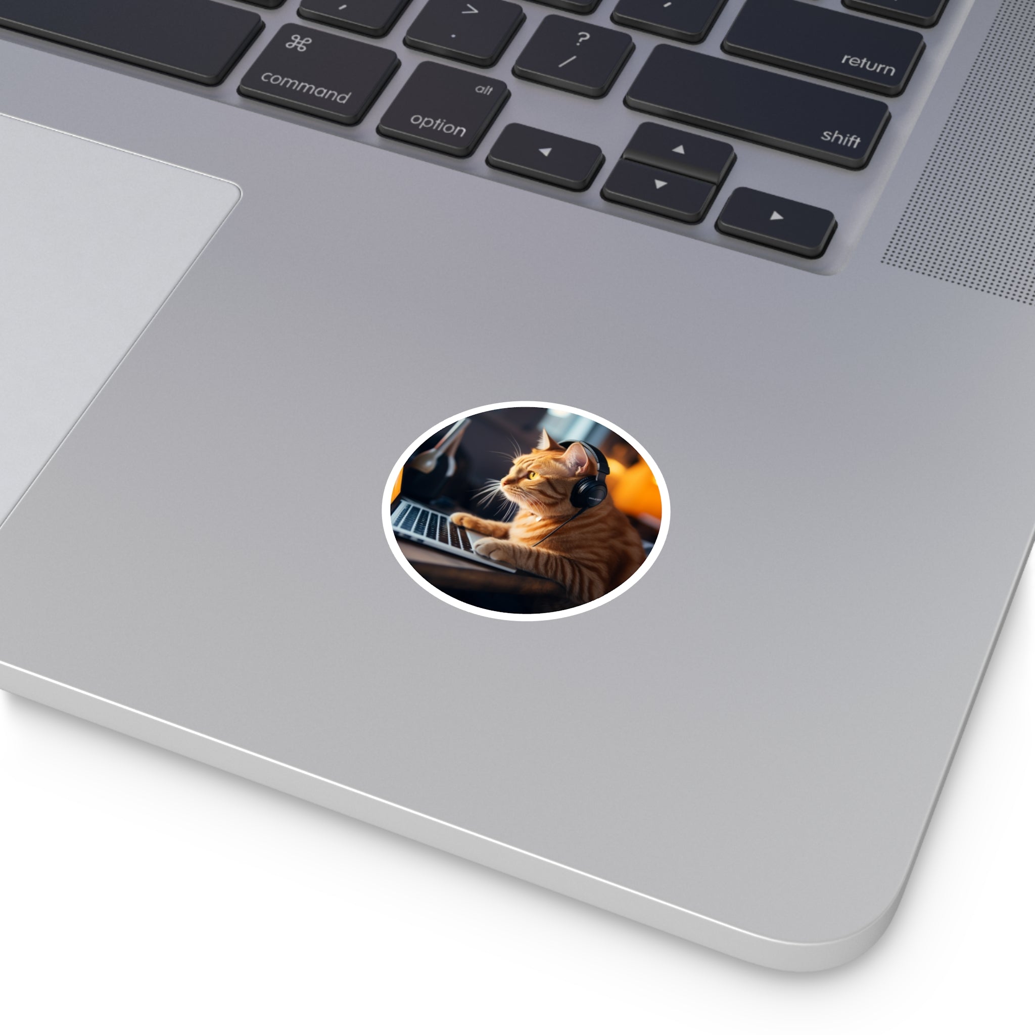 Cat with Headphones Sticker, Chill Vibes, Laptop or Music Lover Gift