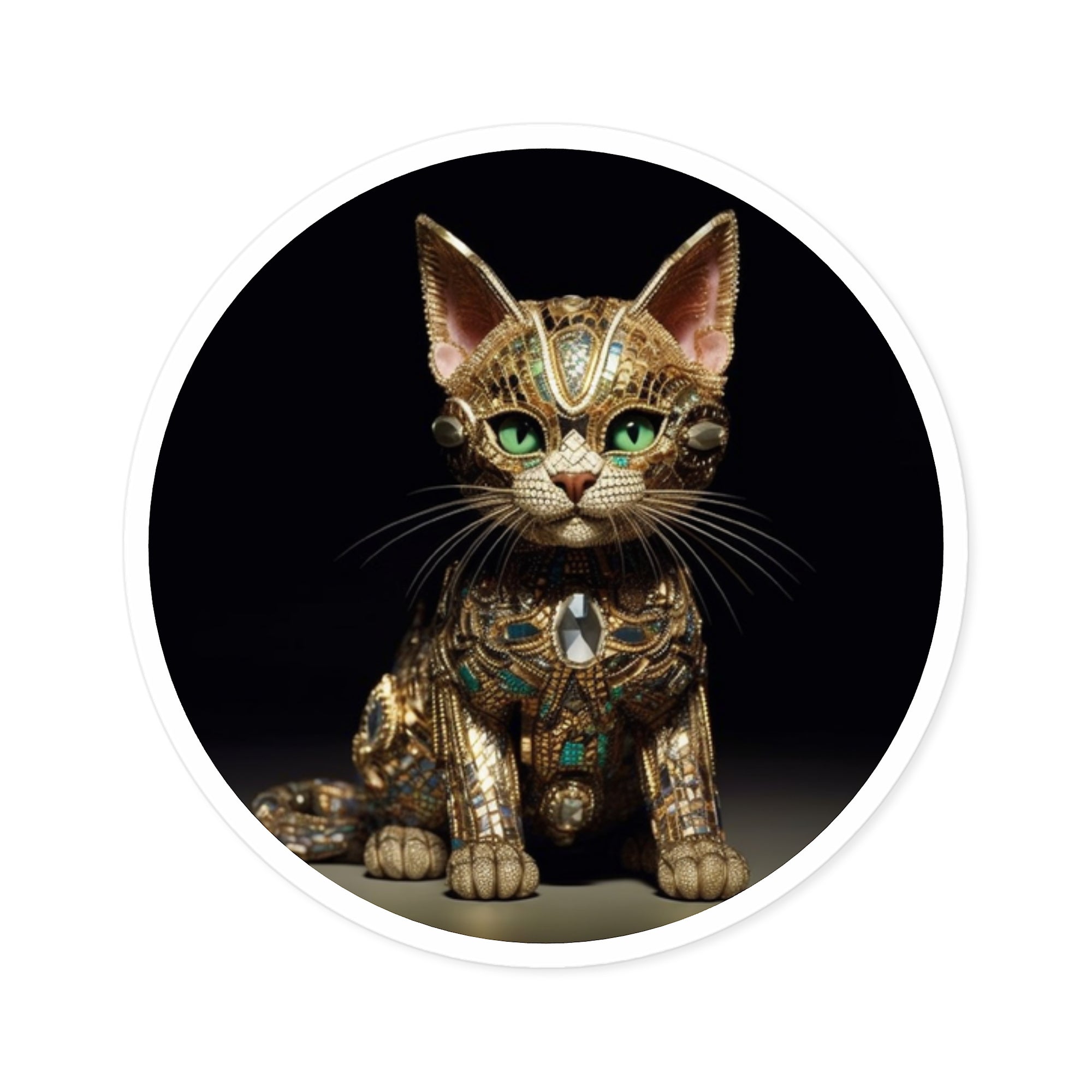 Jewel Cat, Vintage Gem Sticker, Luxury Design, Artistic Feline Art