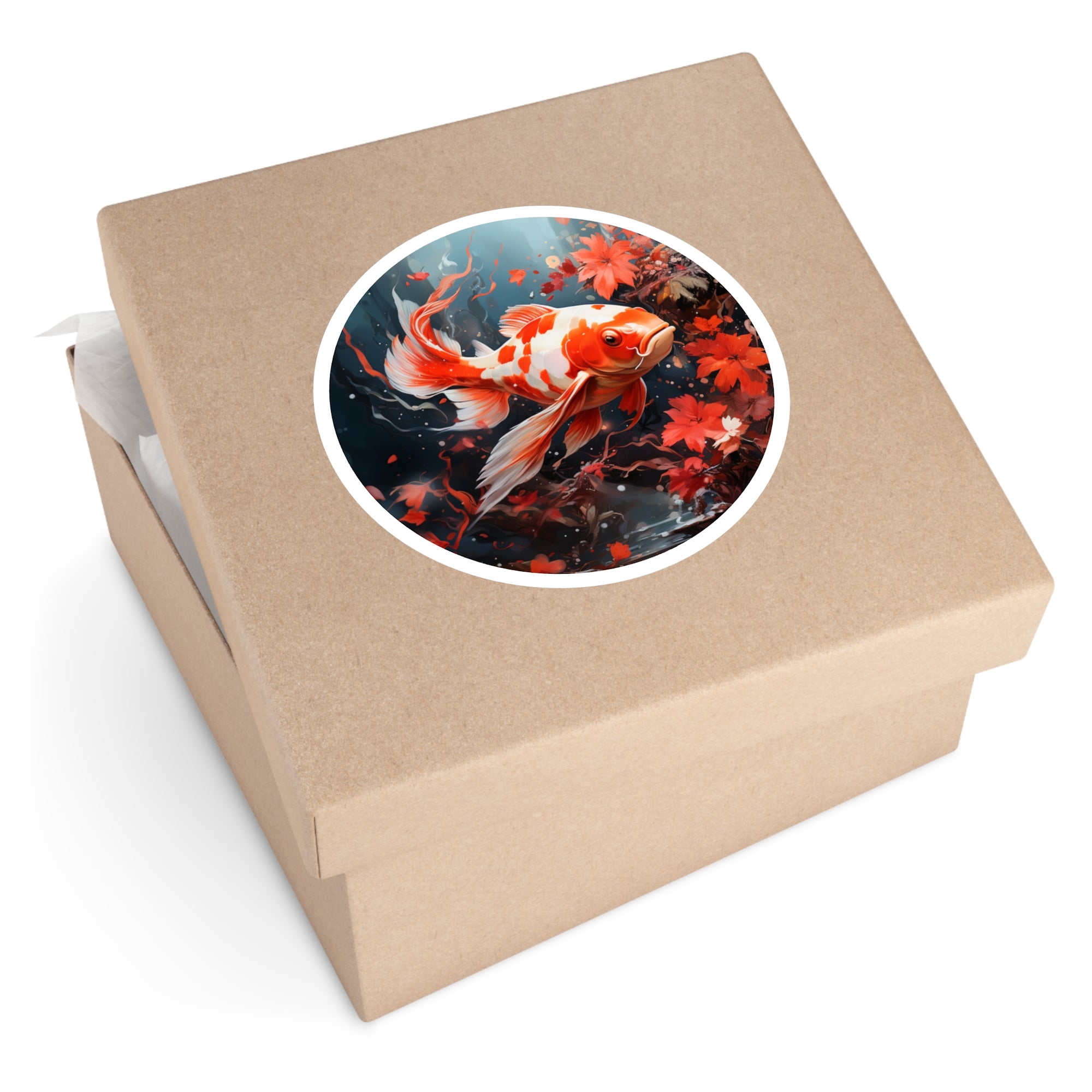 Koi Fish Elegance, Nature Art Sticker, Tranquil Design, Zen Gift