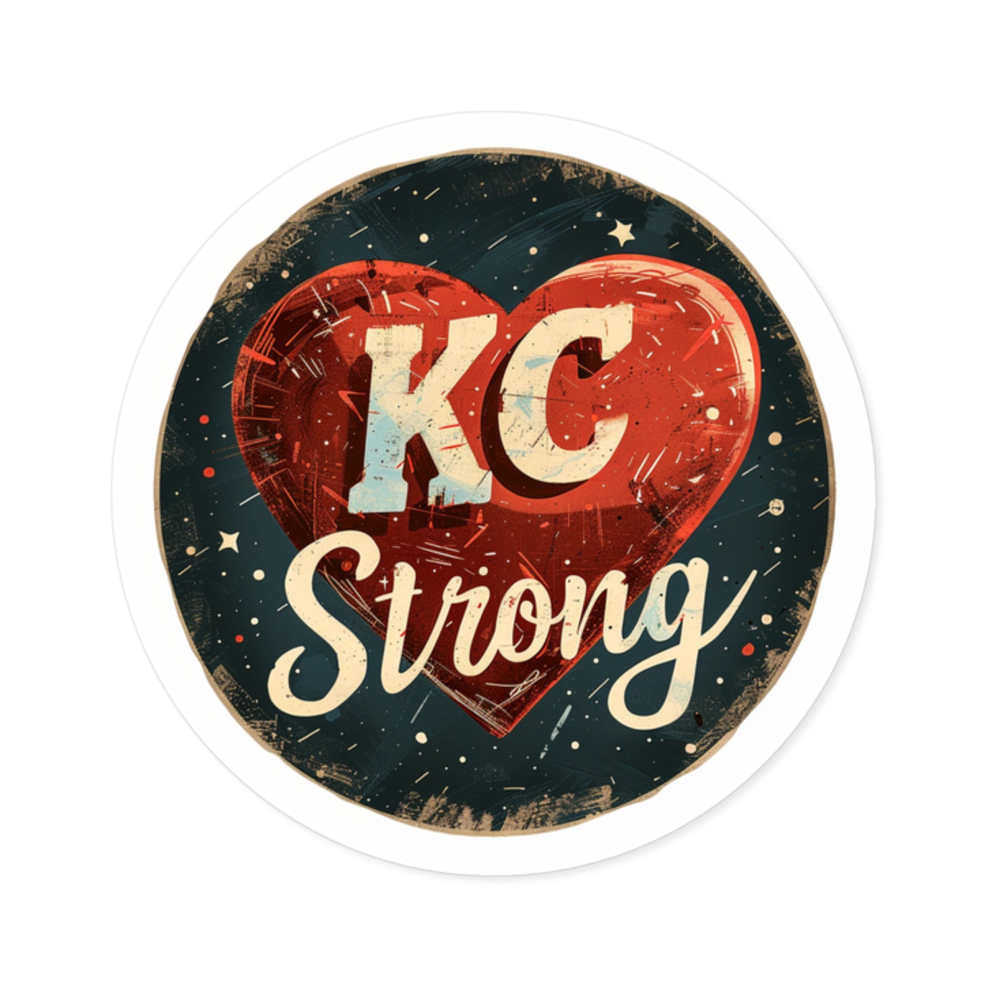 KC Strong Sticker, Retro Heart Design, Vintage Style, Kansas City Pride