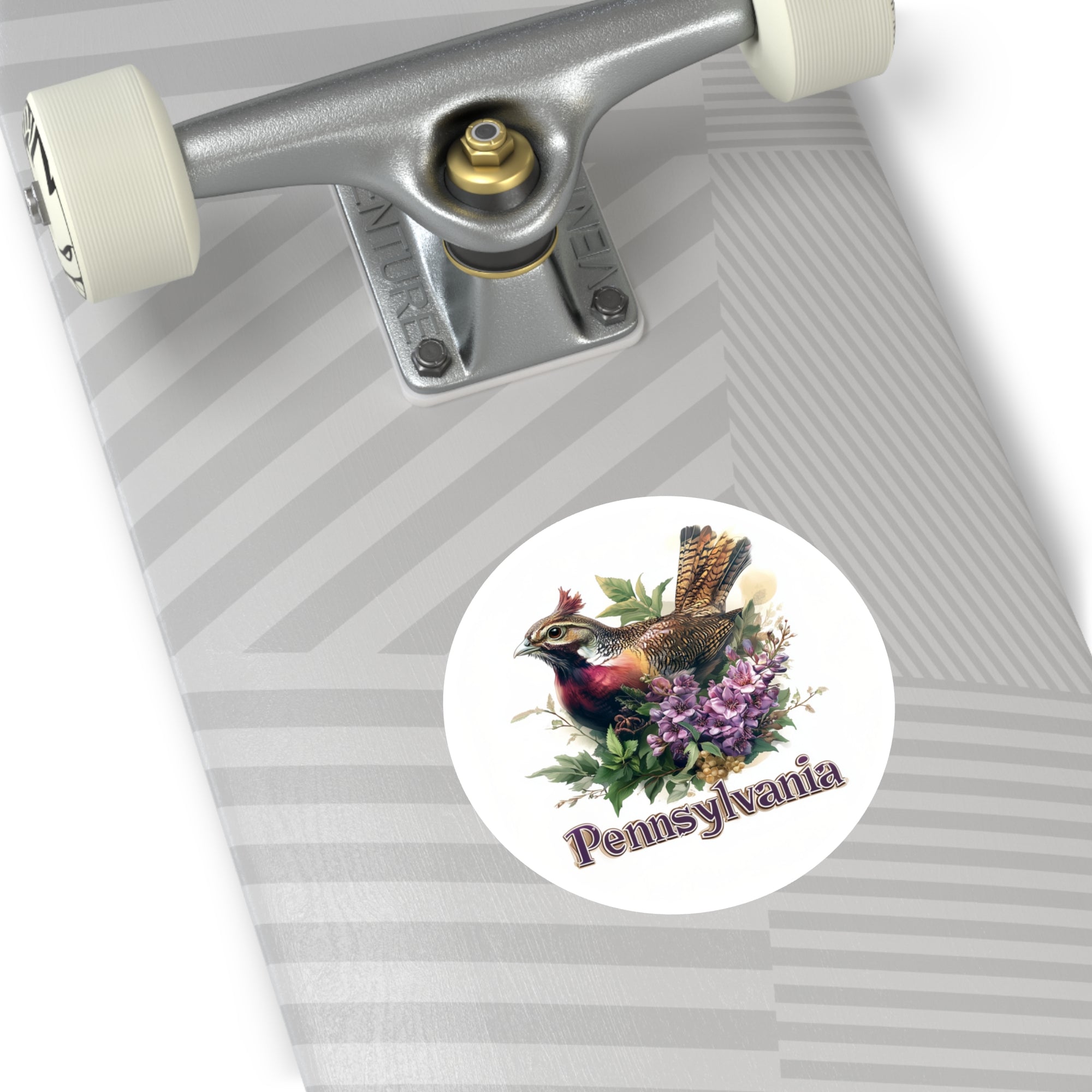 Pennsylvania Grouse Sticker, State Bird and Flower Design, Woodland Nature Art