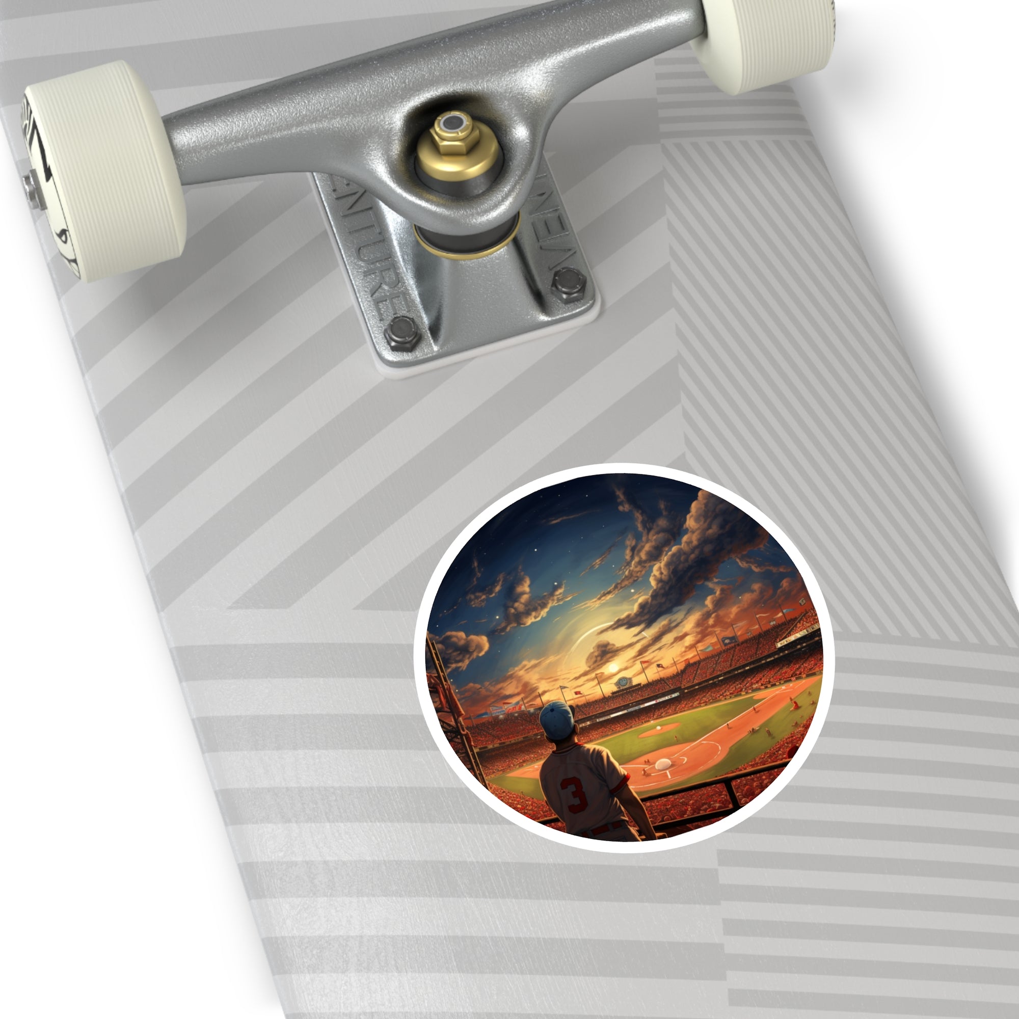 Baseball Stadium Sunset Sticker, Sports Fan Art, Nostalgic Game Scene