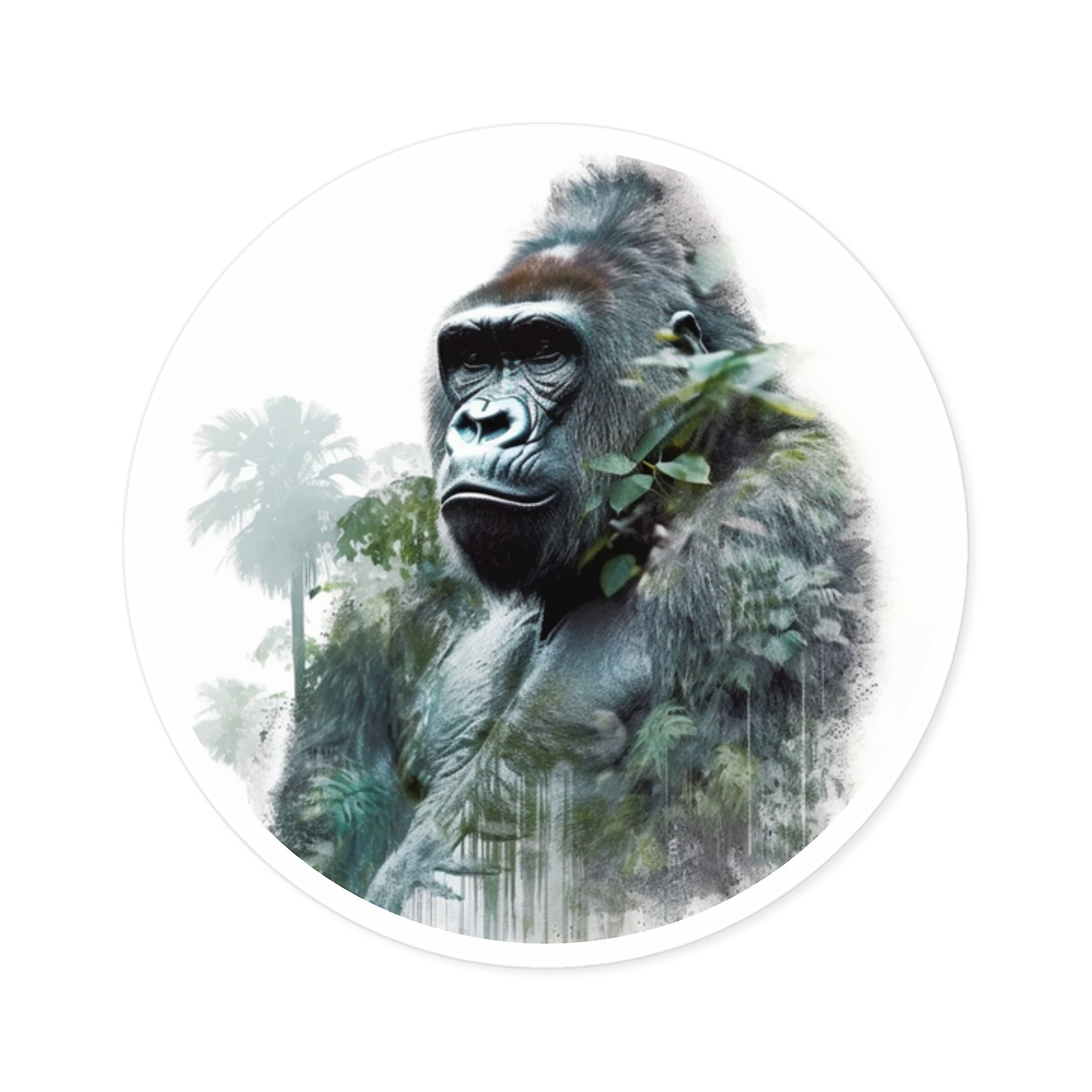 Gorilla Rainforest Sticker, Wildlife Art, Jungle Theme, Conservation Gift