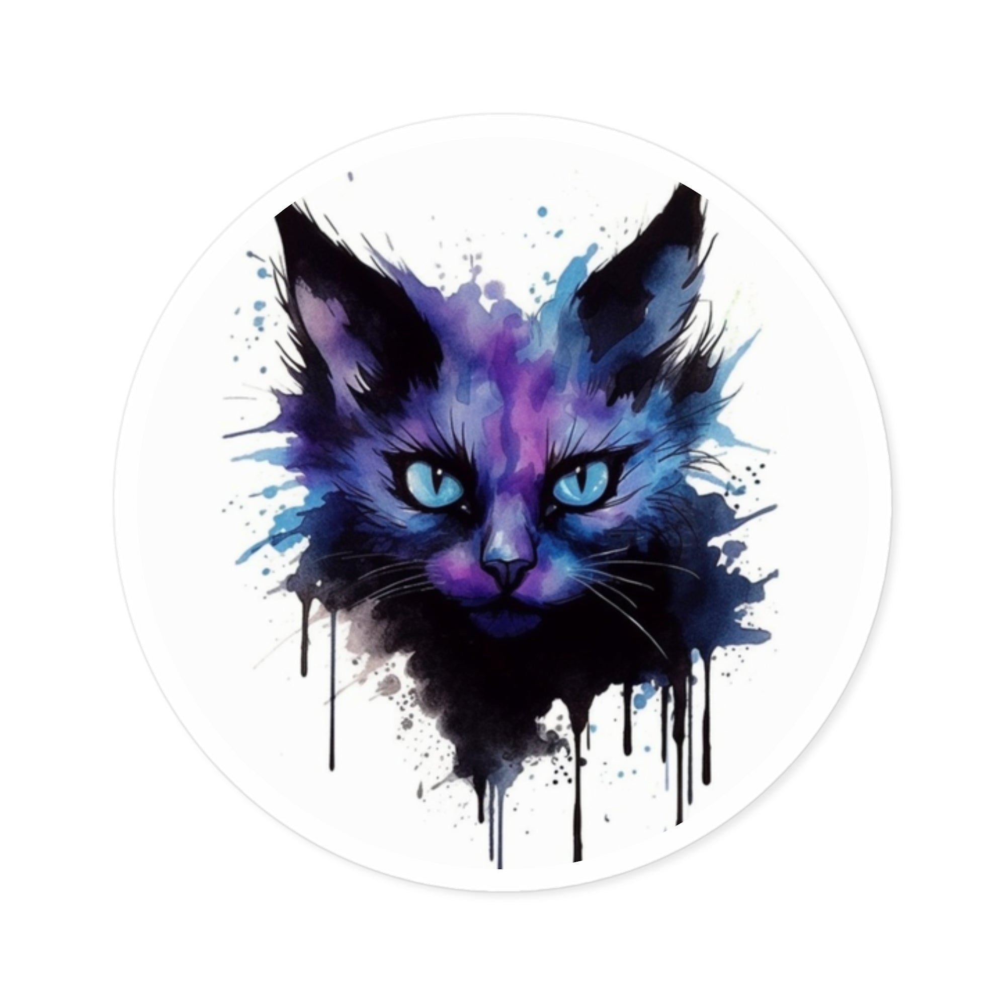 Inkblot Cat Sticker, Tattoo Design, Abstract Art, Bold Expression