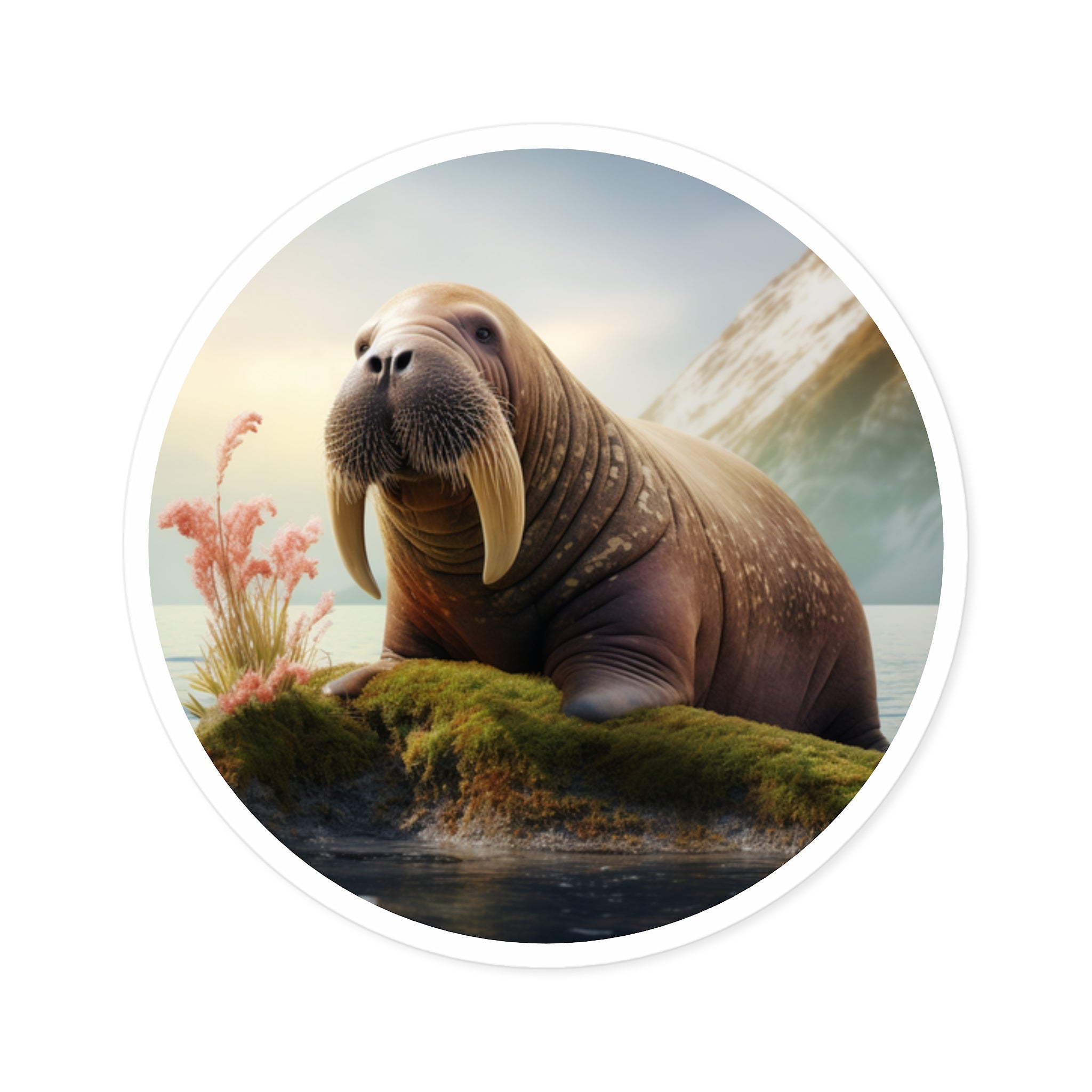 Walrus on Shore, Arctic Animal Sticker, Realistic Wildlife Design, Nature Art