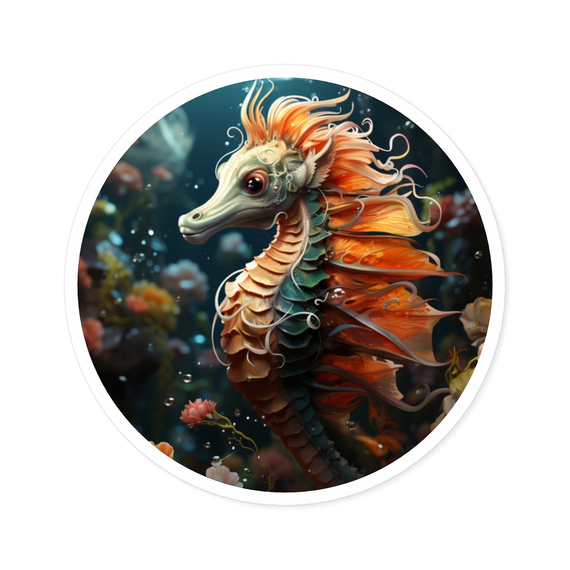 Fantasy Seahorse, Ocean Creature Sticker, Underwater Art, Marine Gift