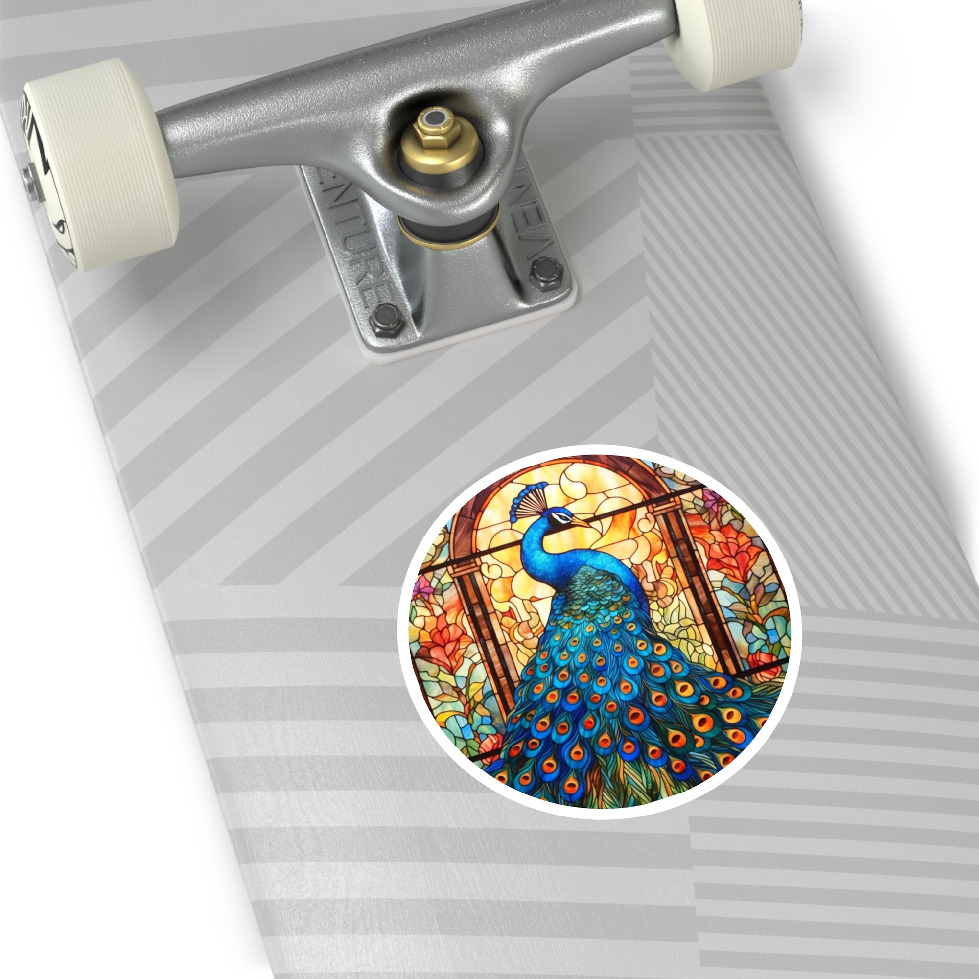 Stained Glass Peacock Sticker, Elegant Bird Design, Colorful Art, Home Décor Theme