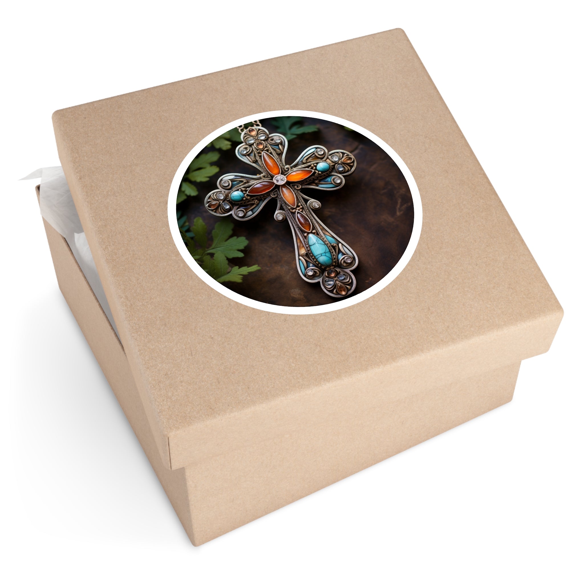 Stained Glass Cross, Colorful Religious Sticker, Faith Art, Inspirational Design