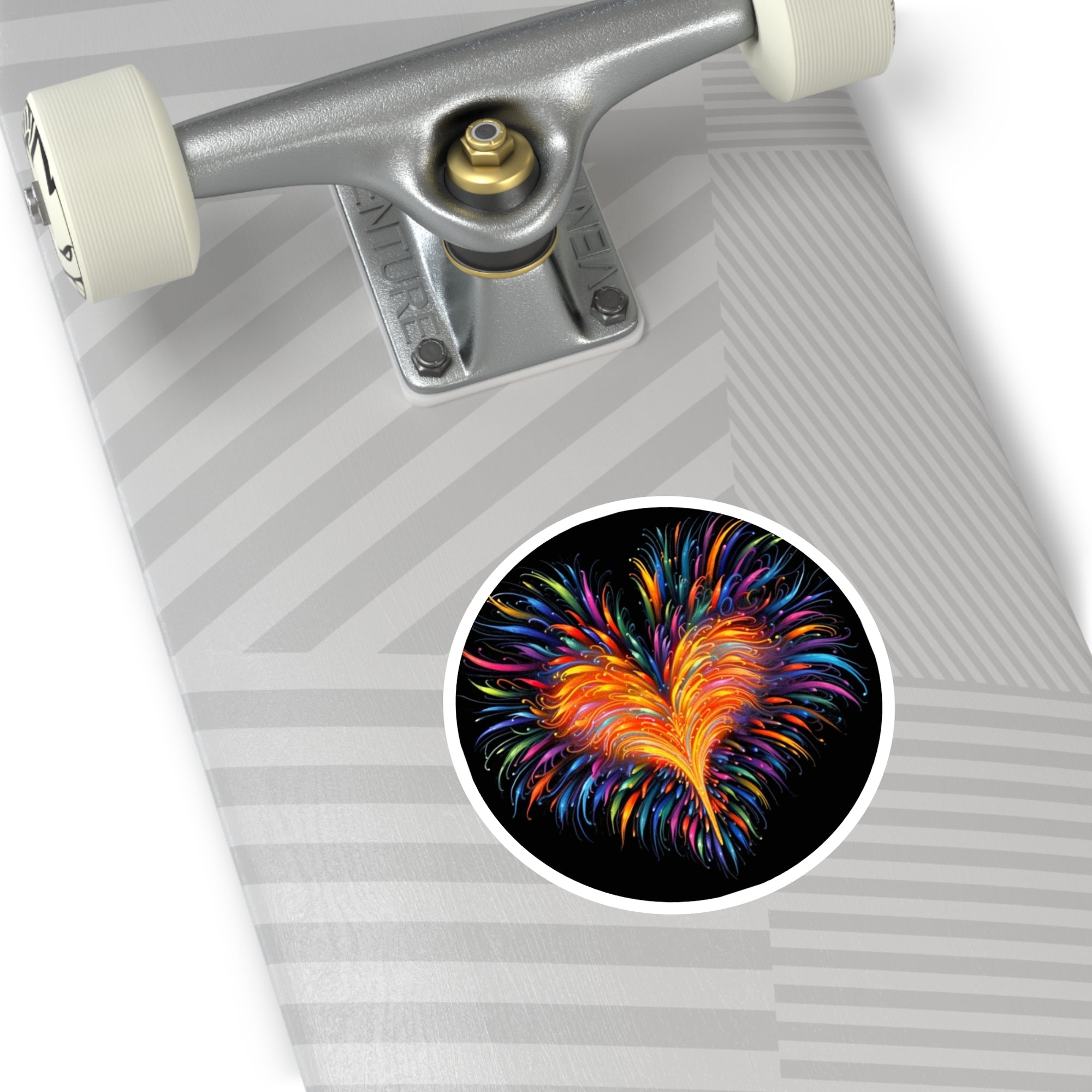 Rainbow Heart, Radiant Explosion Sticker, Laptop Decal, Gift for Art Lovers