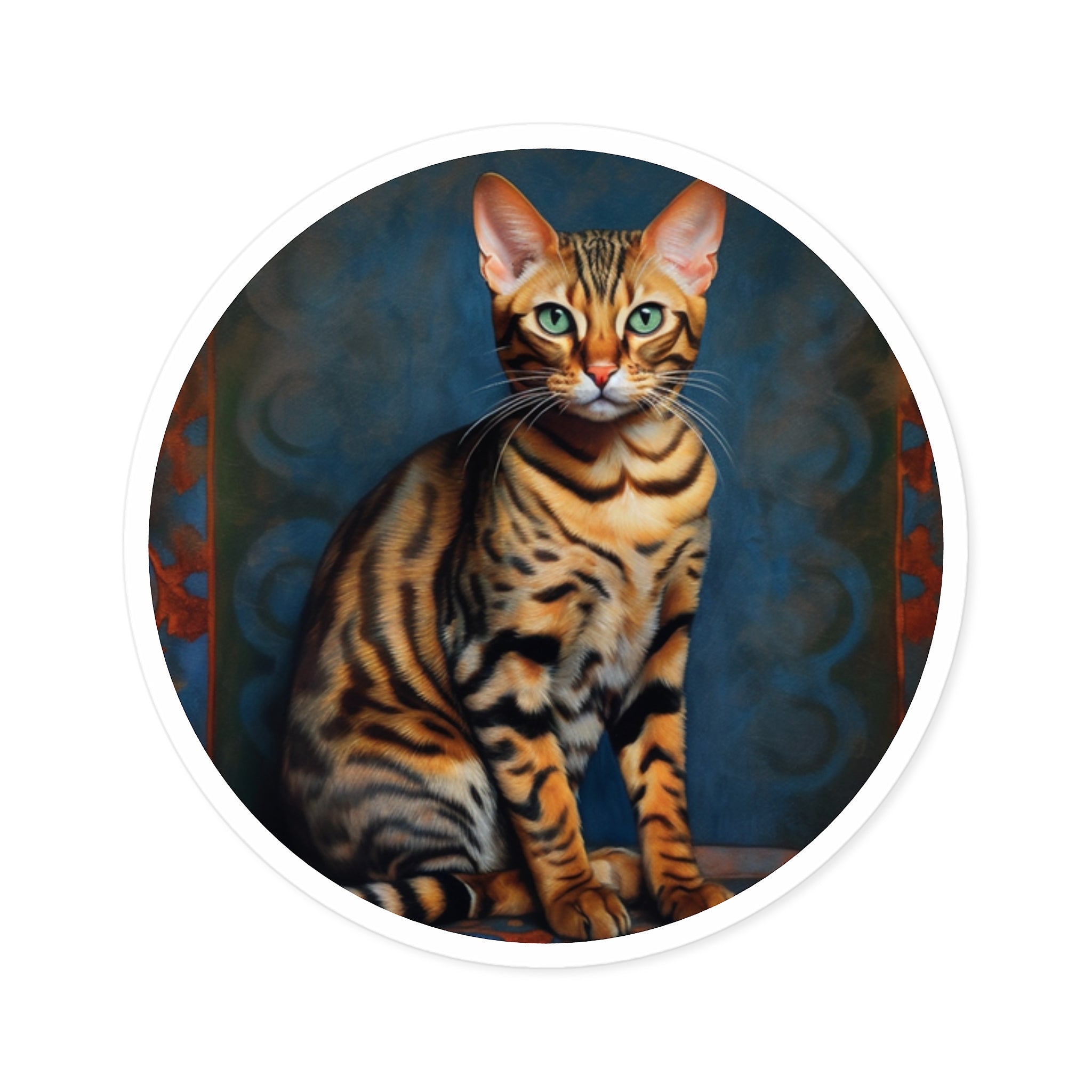 Bengal Cat Portrait, Artistic Sticker, Cat Lovers, Elegant Pattern