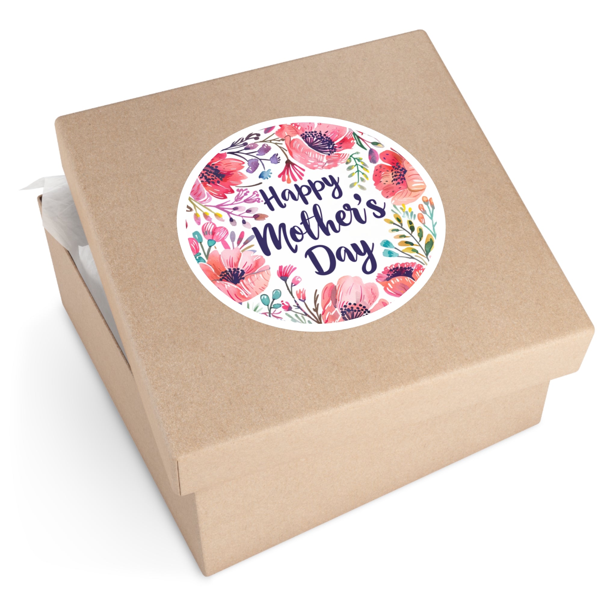 Happy Mother’s Day Sticker, Floral Wreath Art, Watercolor Bloom Design, Gift