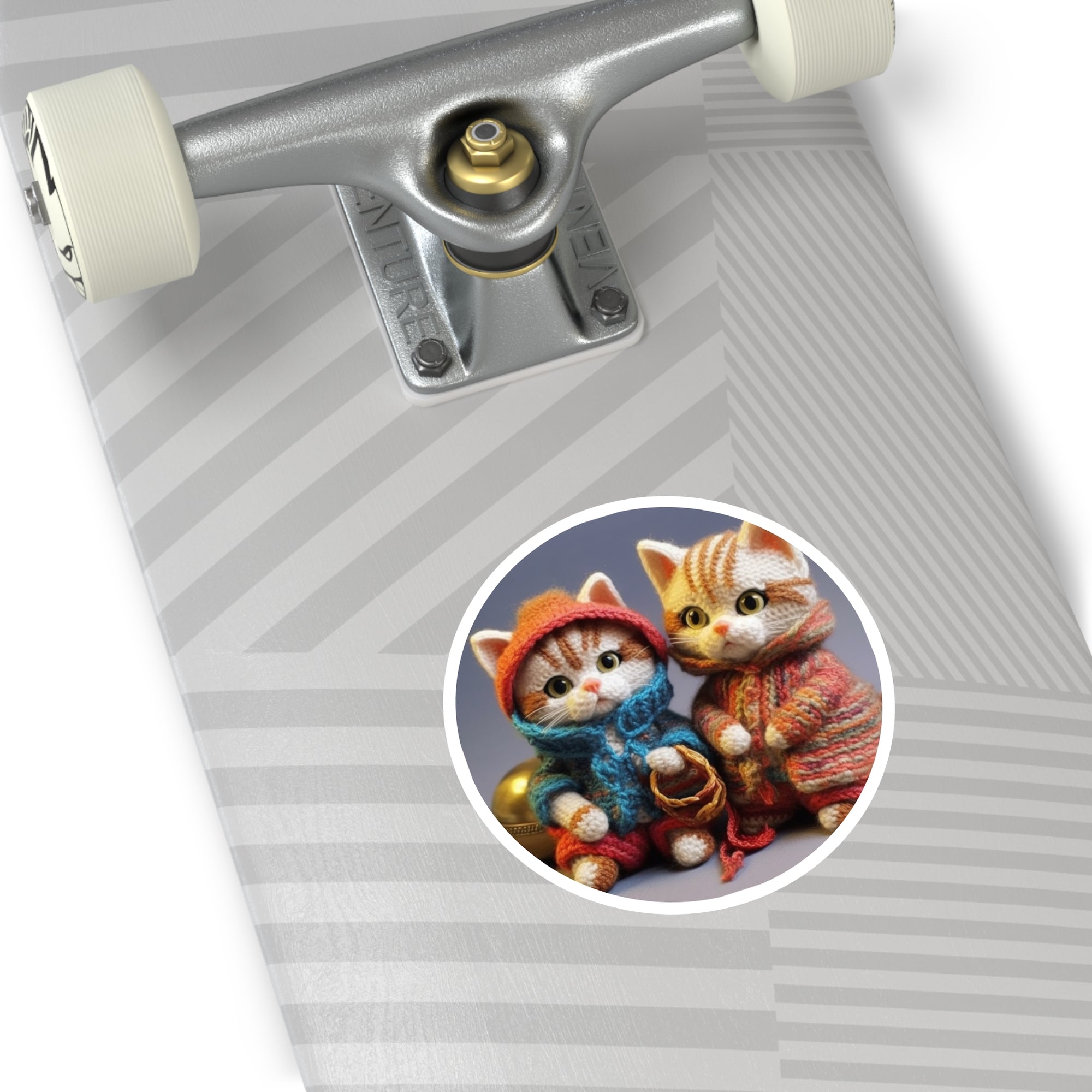 Yarn Cat Duo Sticker, Cute Knitted Art, Cozy Design, Adorable Handmade Look