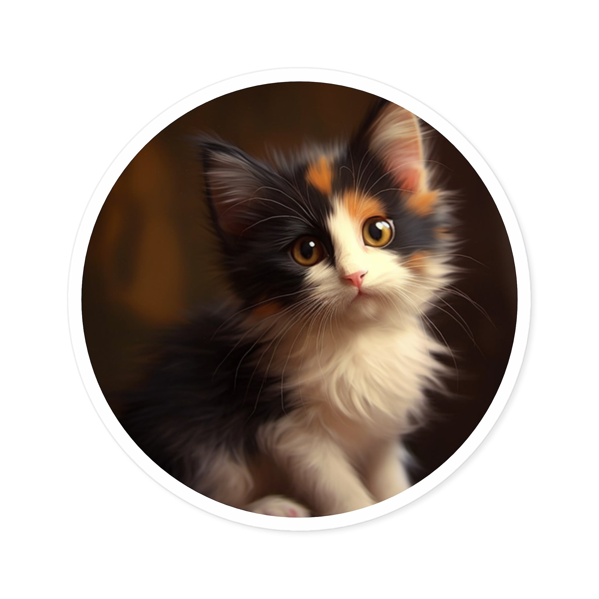 Calico Kitten, Cute Cat Sticker, Realistic Art, Whisker Charm