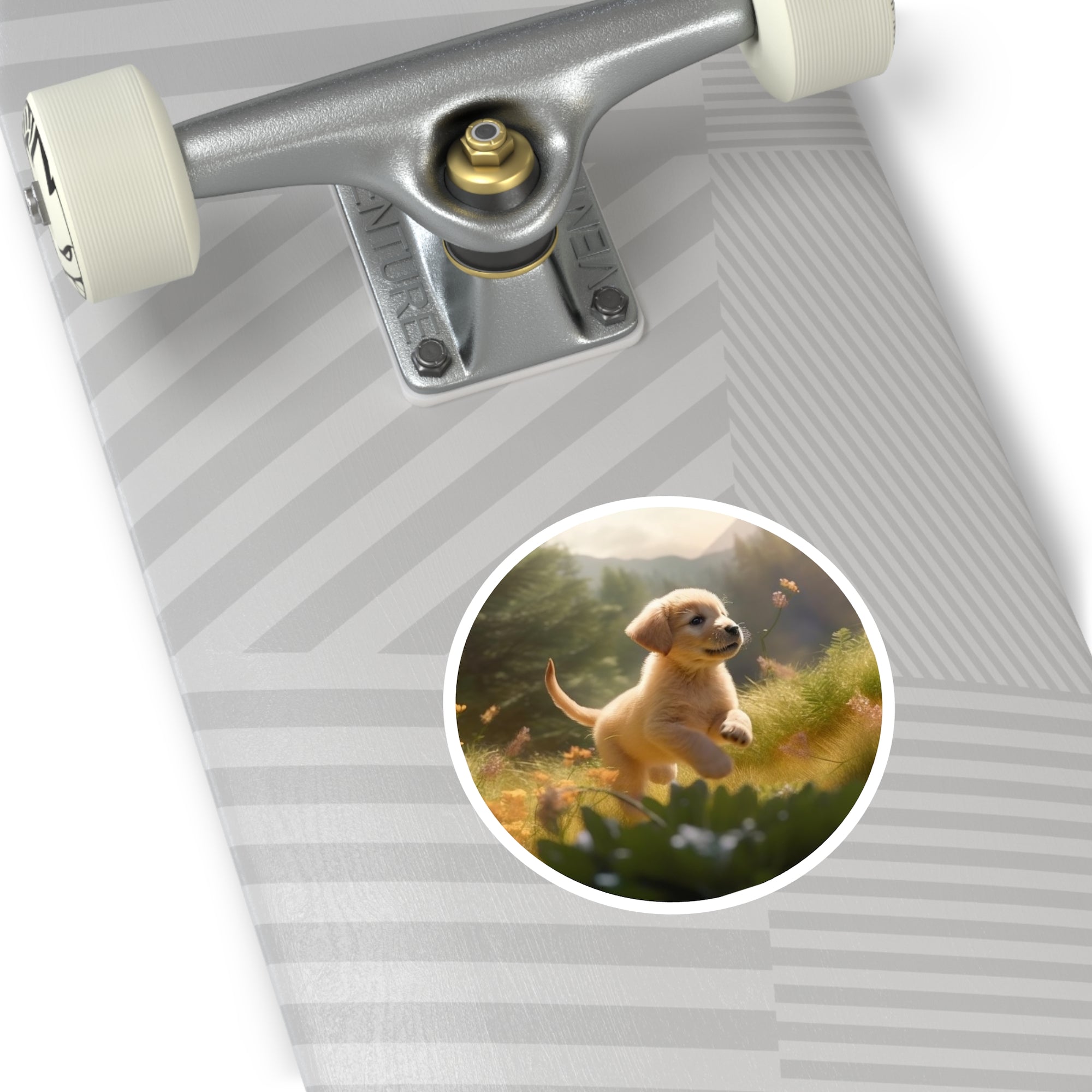 Golden Retriever Puppy, Joyful Running Sticker, Happy Dog, Playful Scene