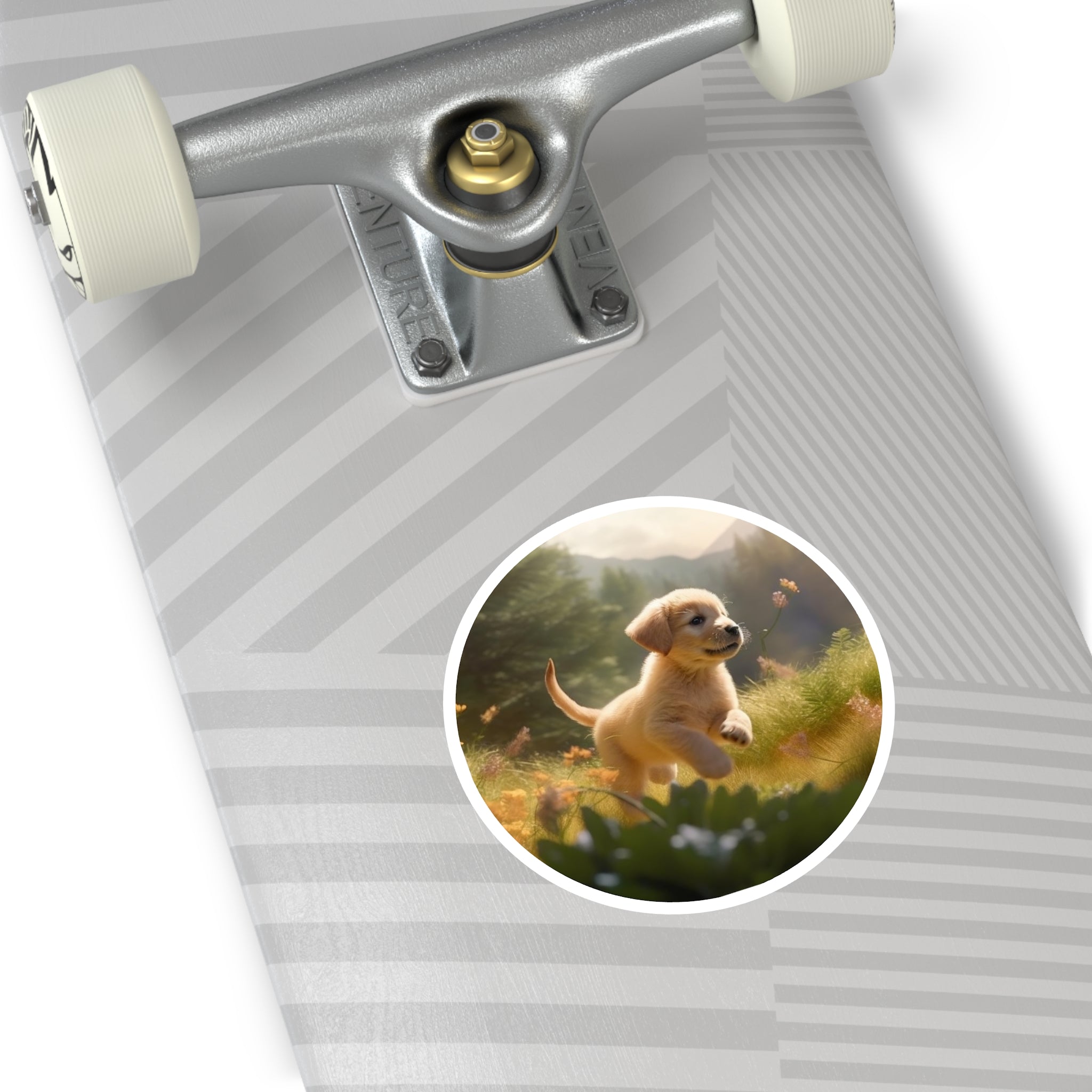 Golden Retriever Puppy, Joyful Running Sticker, Happy Dog, Playful Scene