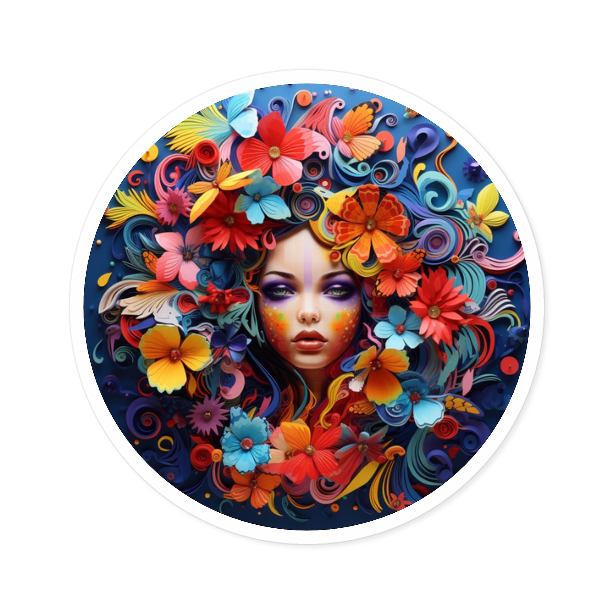 Floral Goddess Sticker, Colorful Abstract Art, Nature Design, Vibrant Expression