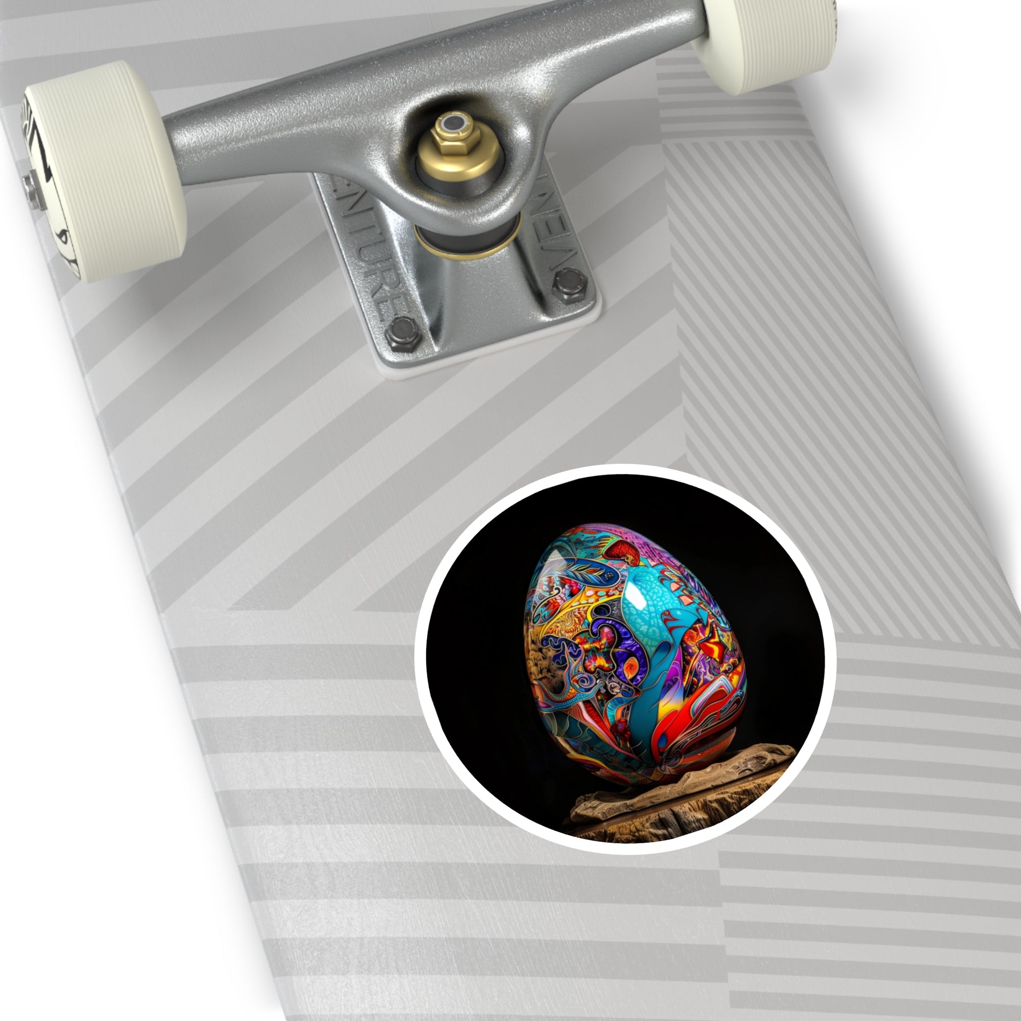 Colorful Decorative Egg, Artistic Pattern Sticker, Abstract Design, Bold Art