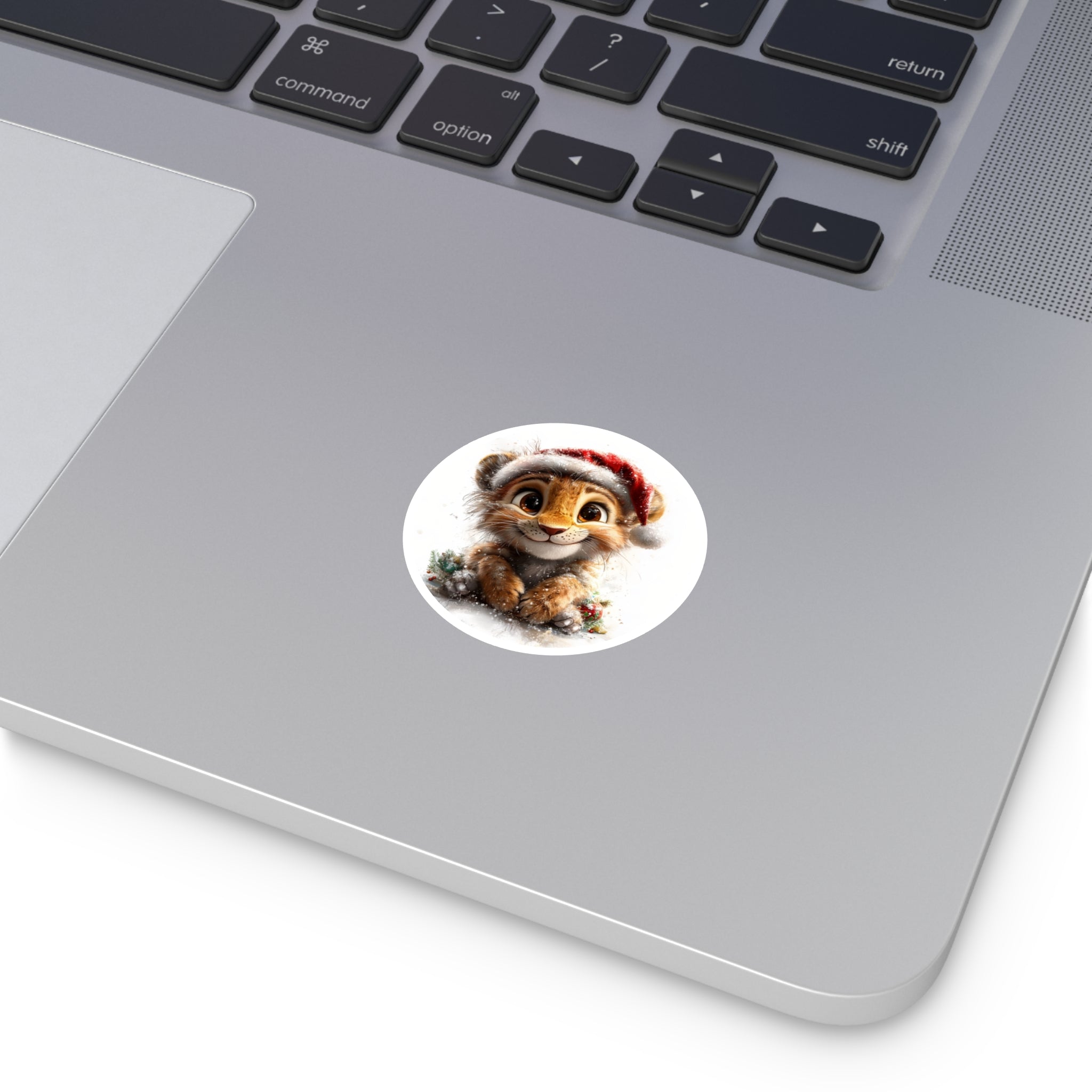 Christmas Lion Cub Sticker, Adorable Animal Art, Festive Season Design, Cute Gift