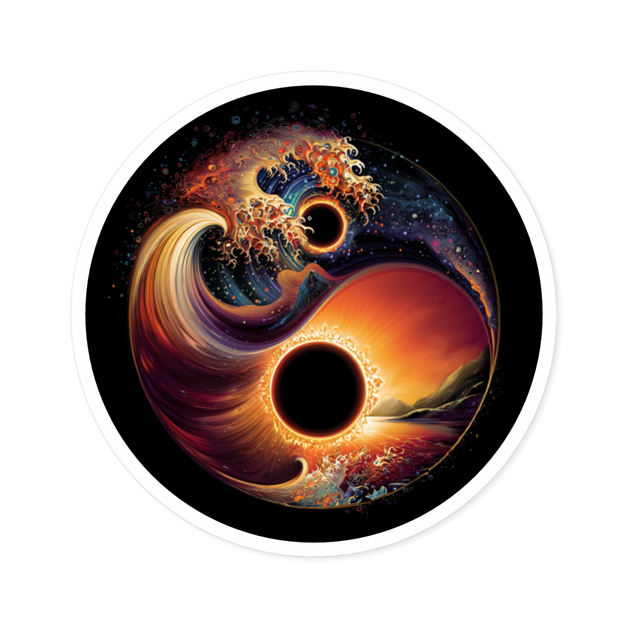 Sun and Void Split, Artistic Sticker, Space Decor, Bold Gift