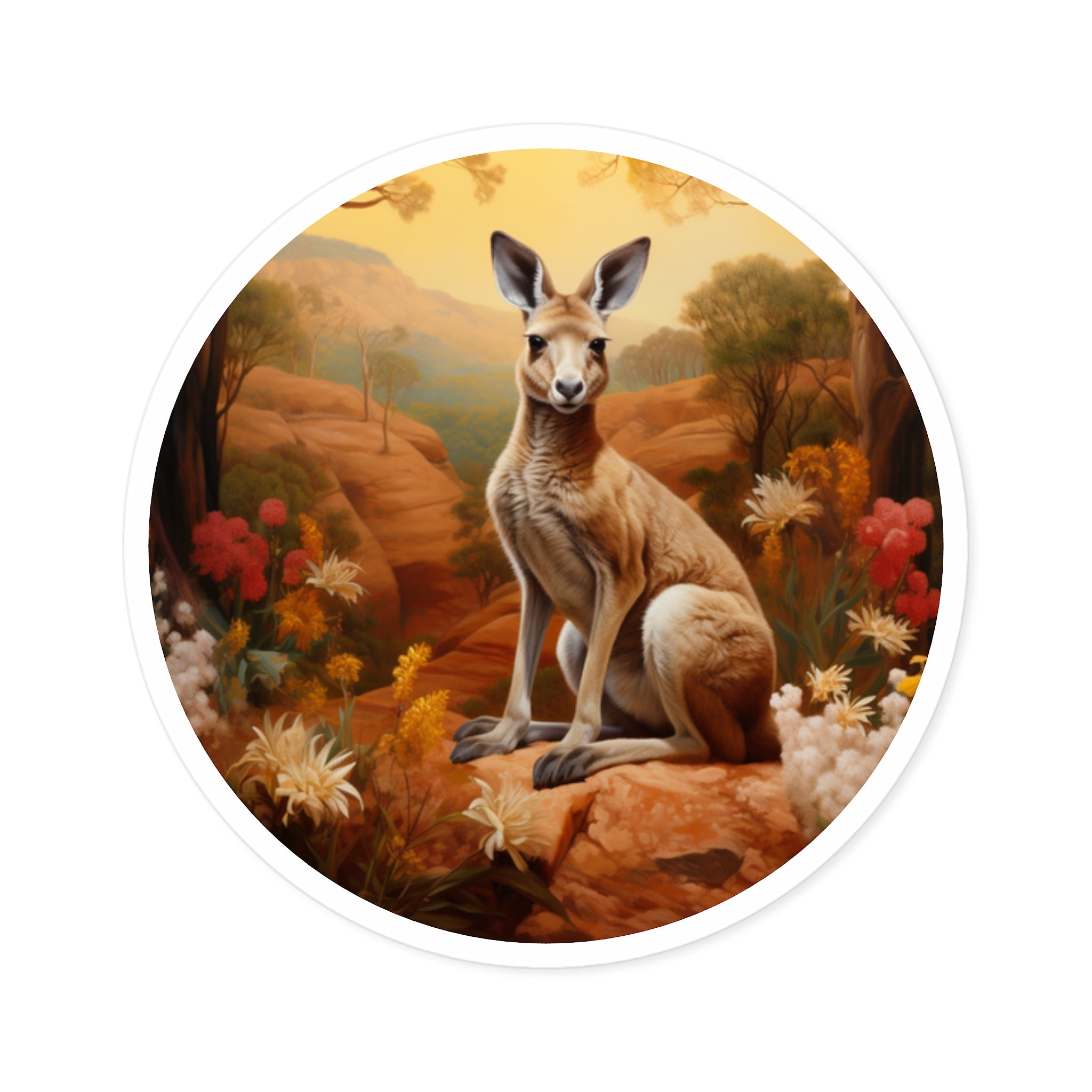 Kangaroo in Nature, Australian Wildlife Sticker, Realistic Design, Travel Gift